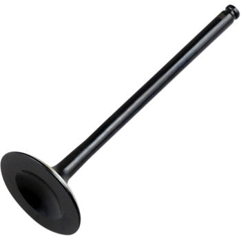 Black steel exhaust valve with flat circular head and long slender stem.