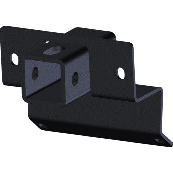 The Can Am Hitch Upper Front Receiver 2" by KFI Products features a durable black powder-coated steel bracket with multiple angled surfaces and circular mounting holes, providing strong structural support and easy installation.