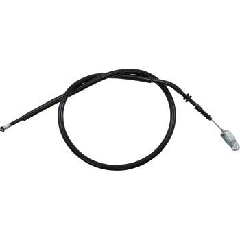 The Grizzly Parking Brake Cable Rear by Moose Offroad is a black PVC cable with metal connectors, coiled for easy use in motorcycle or bicycle brake systems. It features a pre-lubricated nylon sleeve for smooth operation.
