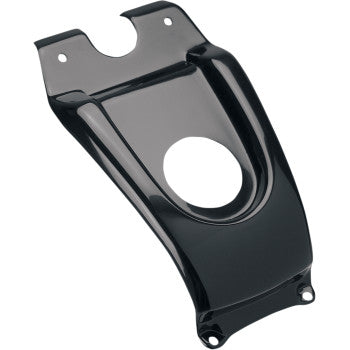 The Gas Tank Cover Black by Maier is made from high-density polyethylene, features a central circular cutout and mounting holes at both ends, and fits over the tank to pair seamlessly with OEM-matched Maier bodywork.