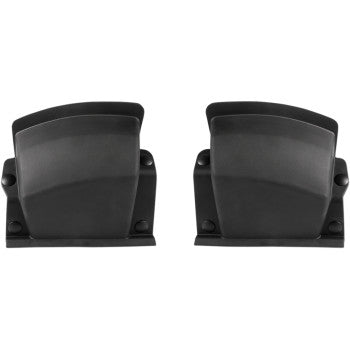 Pair of black polygonal hard plastic trunk handguards with mounting bases for offroad vehicles.