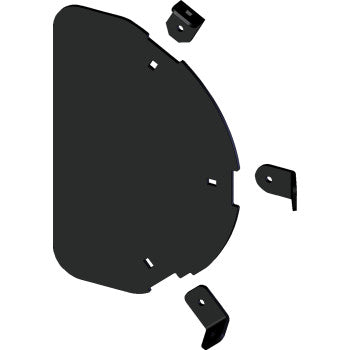 Black tapered plow side shield with smooth matte finish and three mounting brackets.