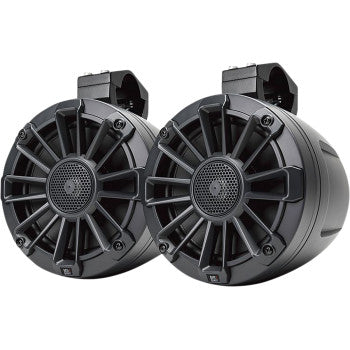A pair of Polaris Speaker Kit by Mb Quart coaxial speakers with protective grills, mounting brackets, and Titanium Dome Tweeter, positioned side by side against a white background.