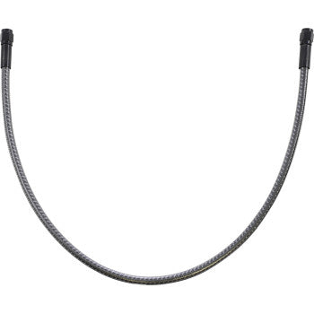 The KARBONFIBR Brake Line 23" by Magnum Shielding, featuring a flexible braided construction and threaded fittings, is shown in a curved U-shape against a plain white background.
