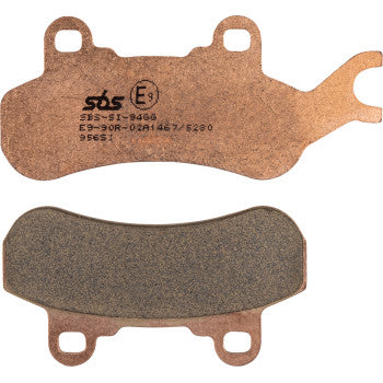 Copper-colored sintered brake pads with metallic backing and black friction surface, designed for off-road use.