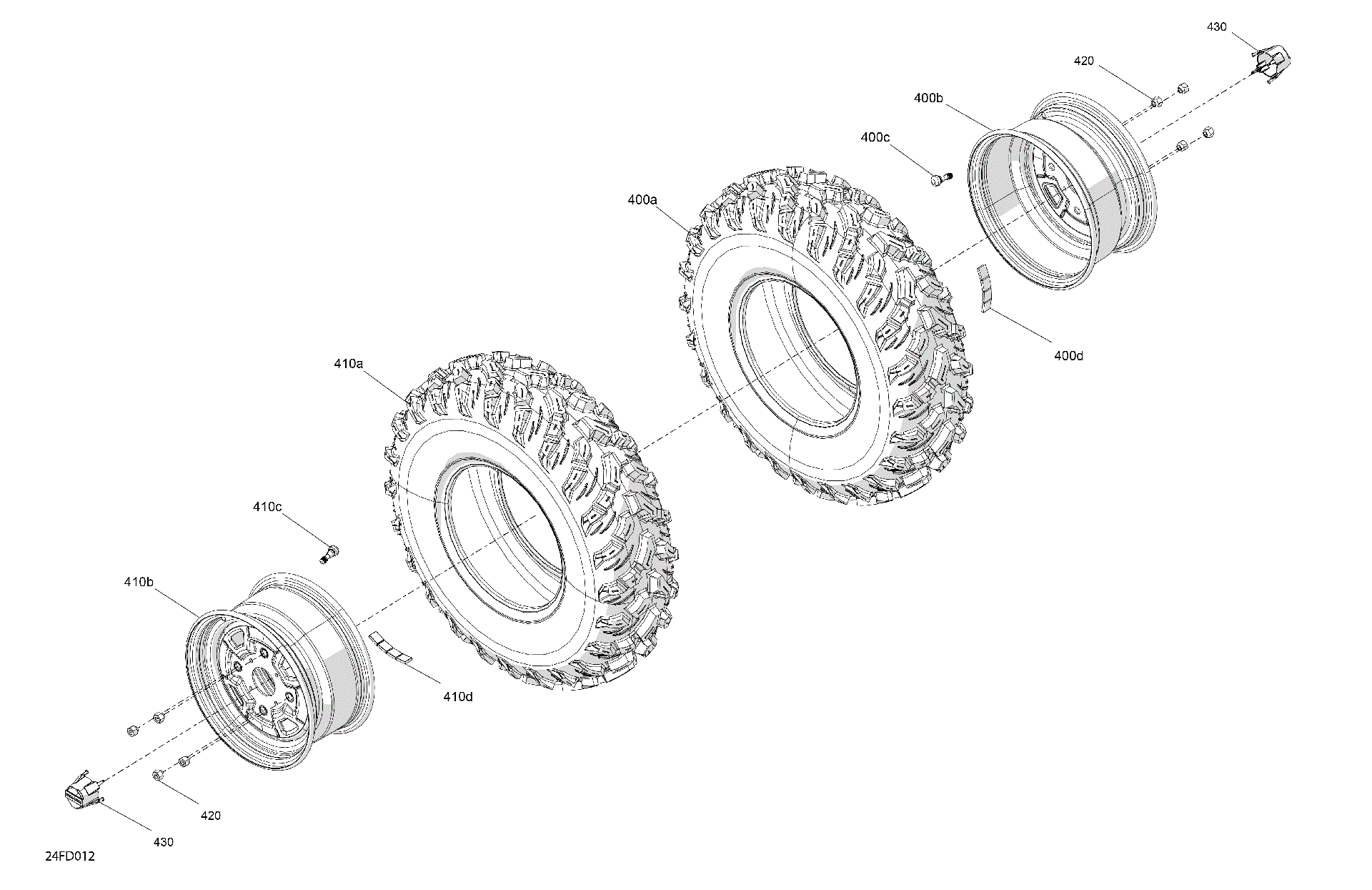 An Image of a Genuine Can-Am Parts Schematic Diagram showing the schematic - DRIVE - FRONT WHEELS