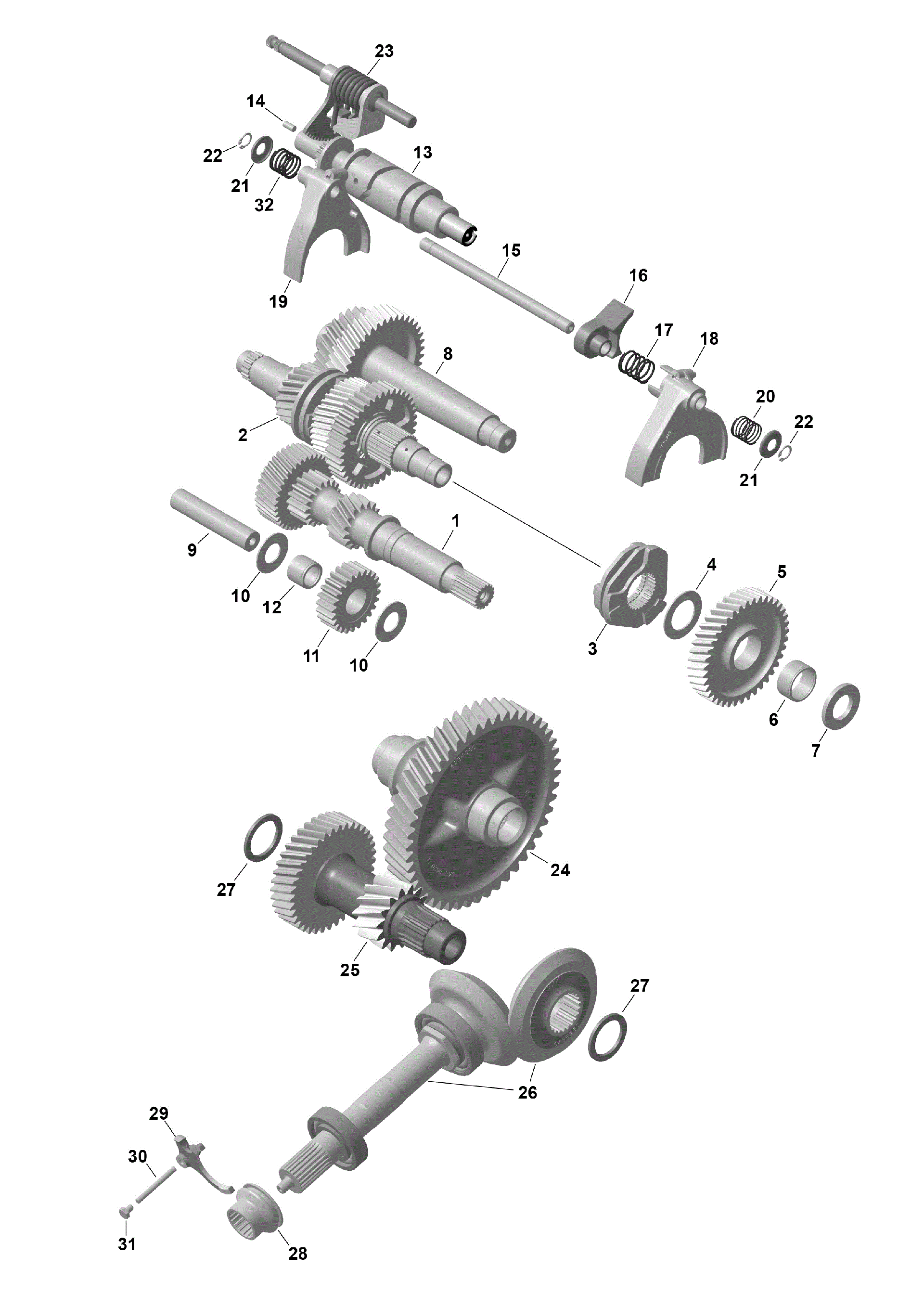 An Image of a Genuine Can-Am Parts Schematic Diagram showing the schematic - ROTAX - GEARBOX 2
