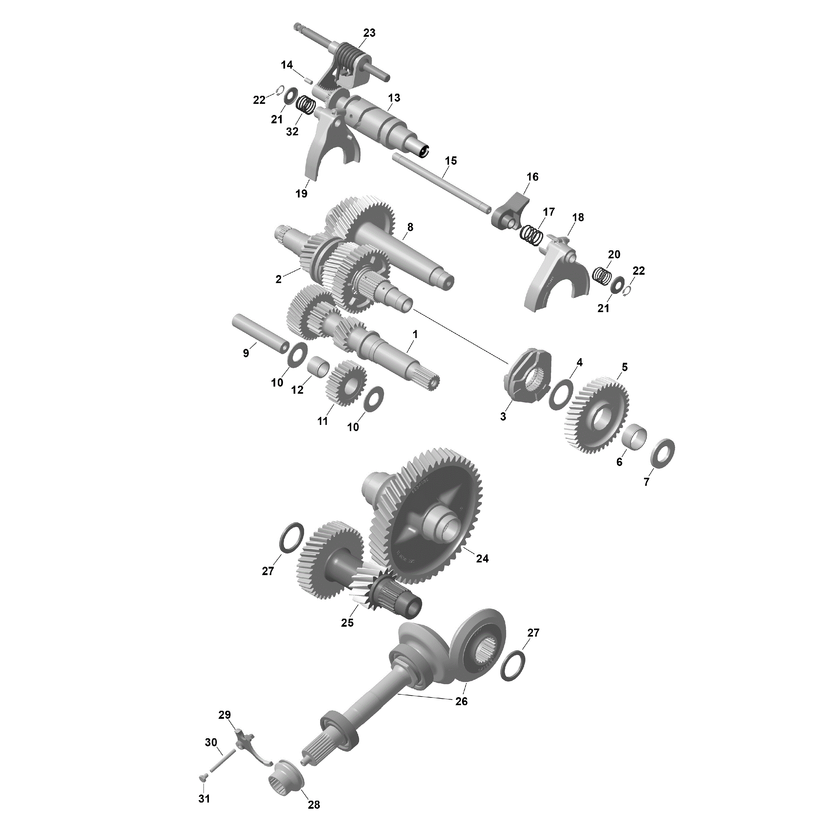 An Image of a Genuine Can-Am Parts Schematic Diagram showing the schematic - ROTAX - GEARBOX 2