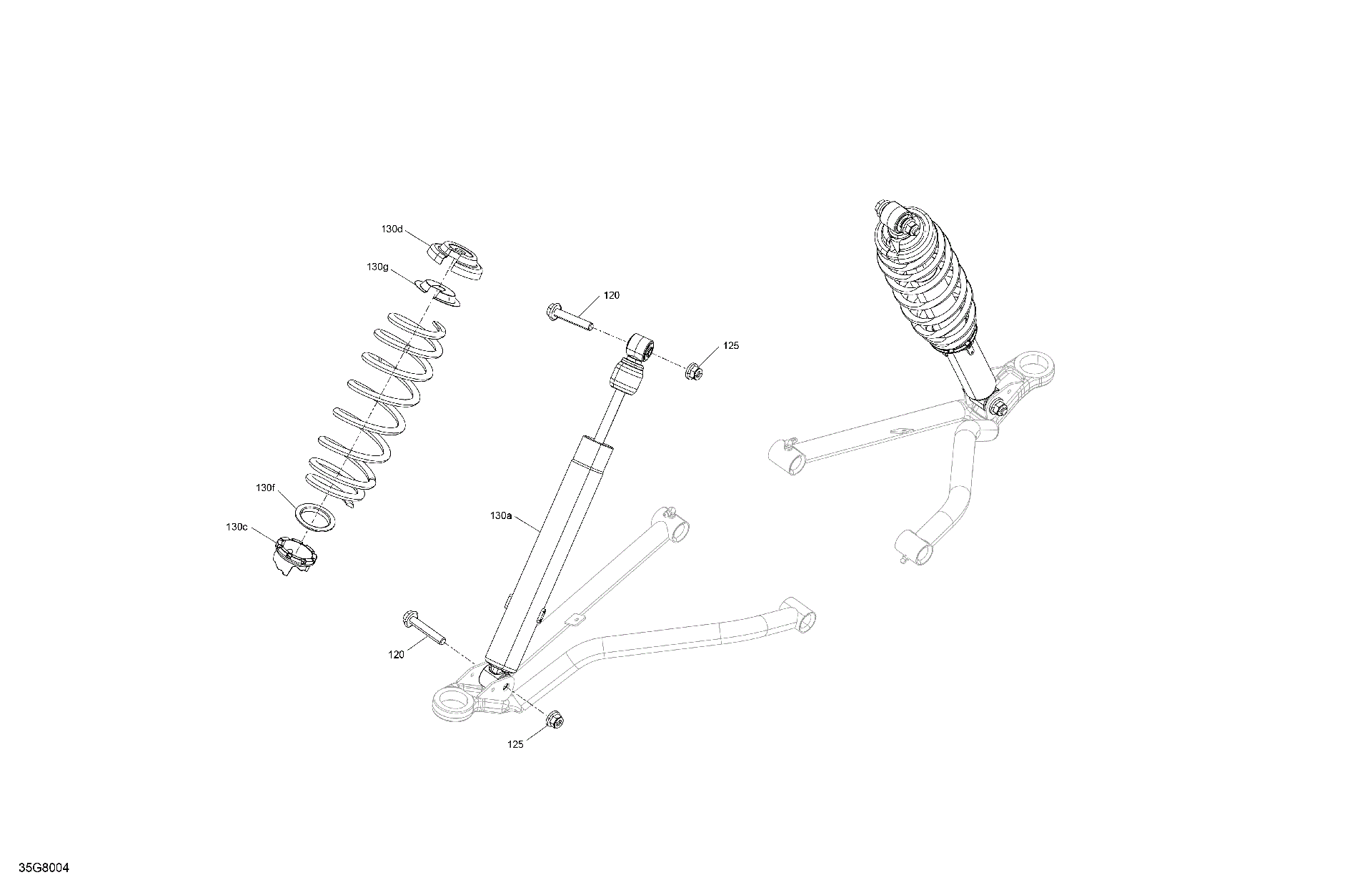 An Image of a Genuine Can-Am Parts Schematic Diagram showing the schematic - SUSPENSION - FRONT SHOCKS