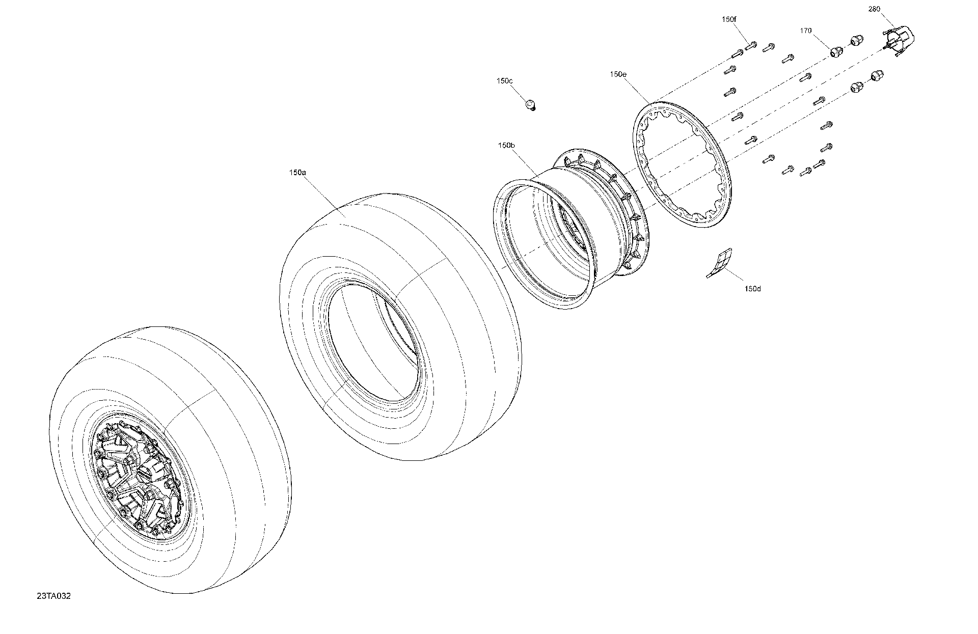 An Image of a Genuine Can-Am Parts Schematic Diagram showing the schematic - DRIVE - REAR WHEELS