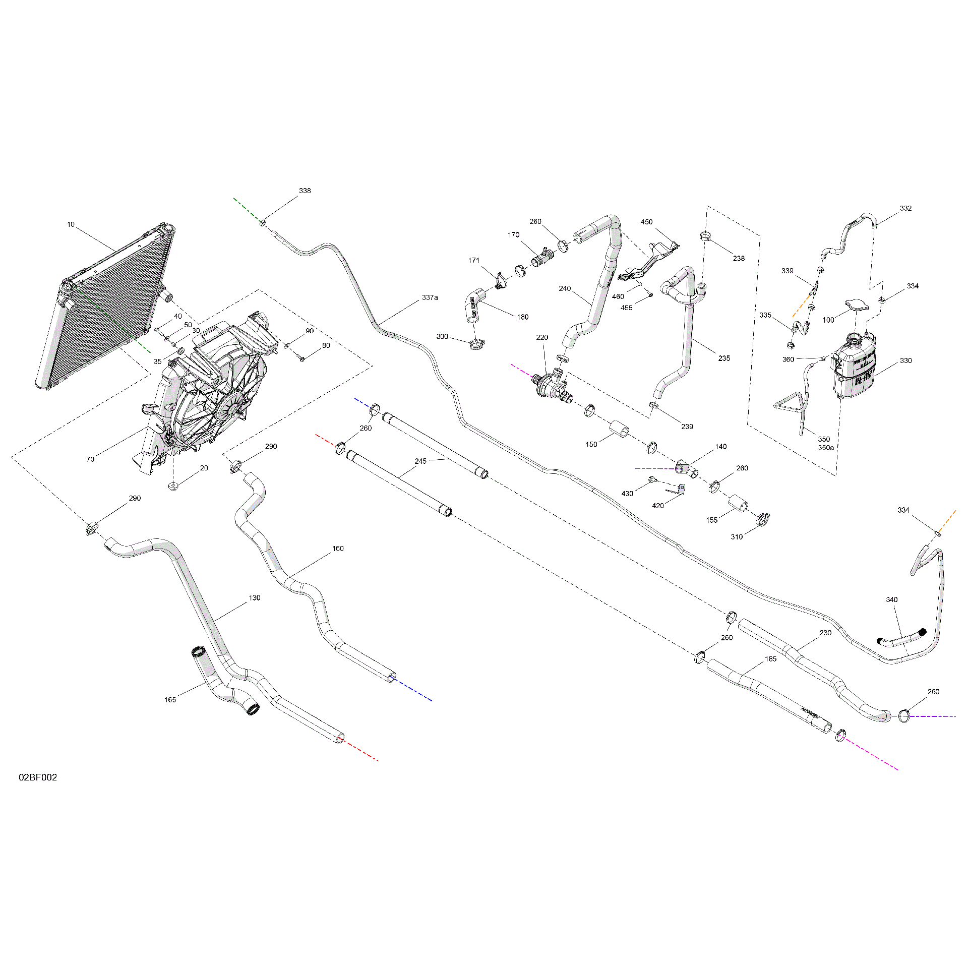 An Image of a Genuine Can-Am Parts Schematic Diagram showing the schematic - ENGINE - COOLING