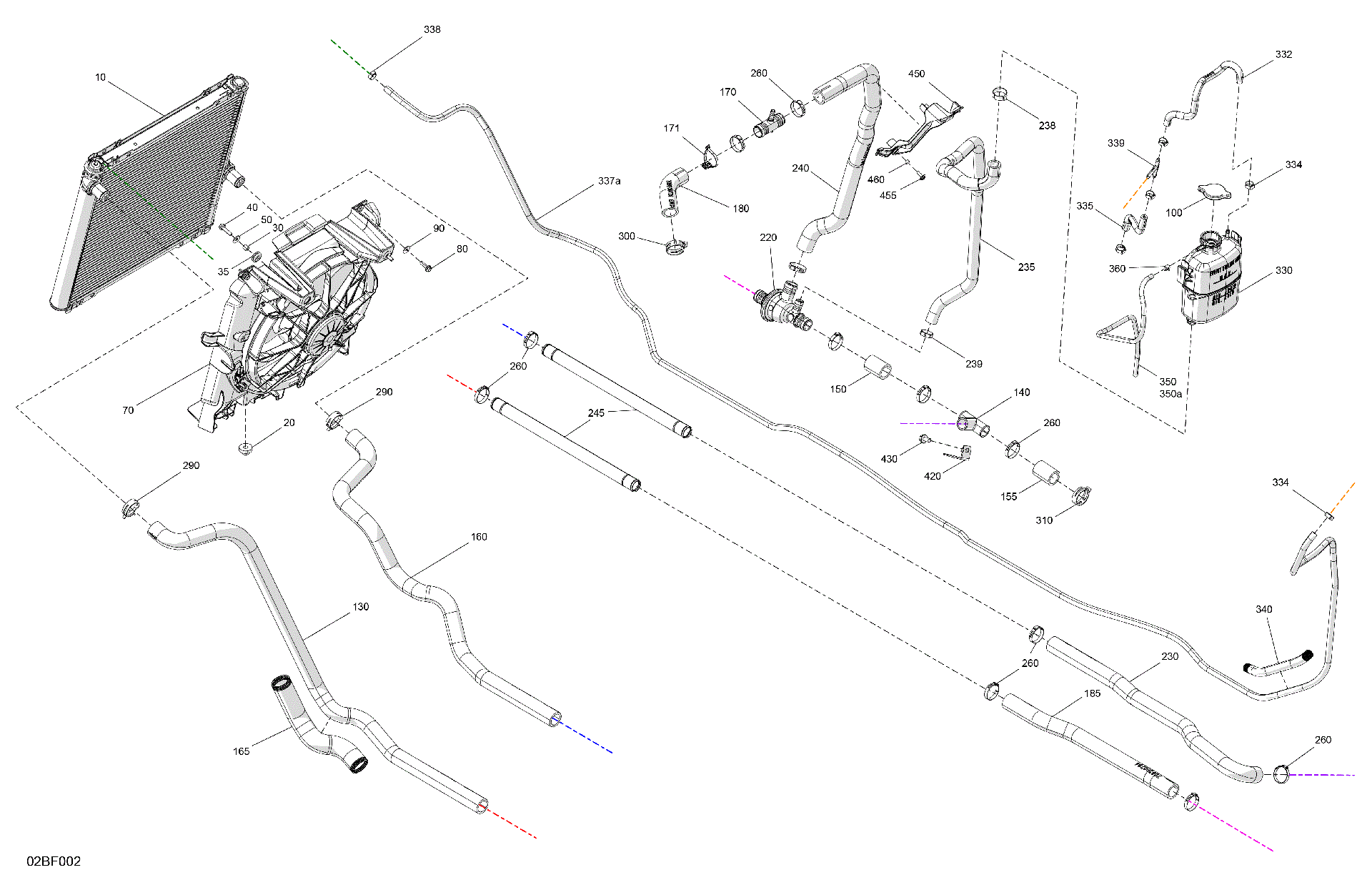 An Image of a Genuine Can-Am Parts Schematic Diagram showing the schematic - ENGINE - COOLING