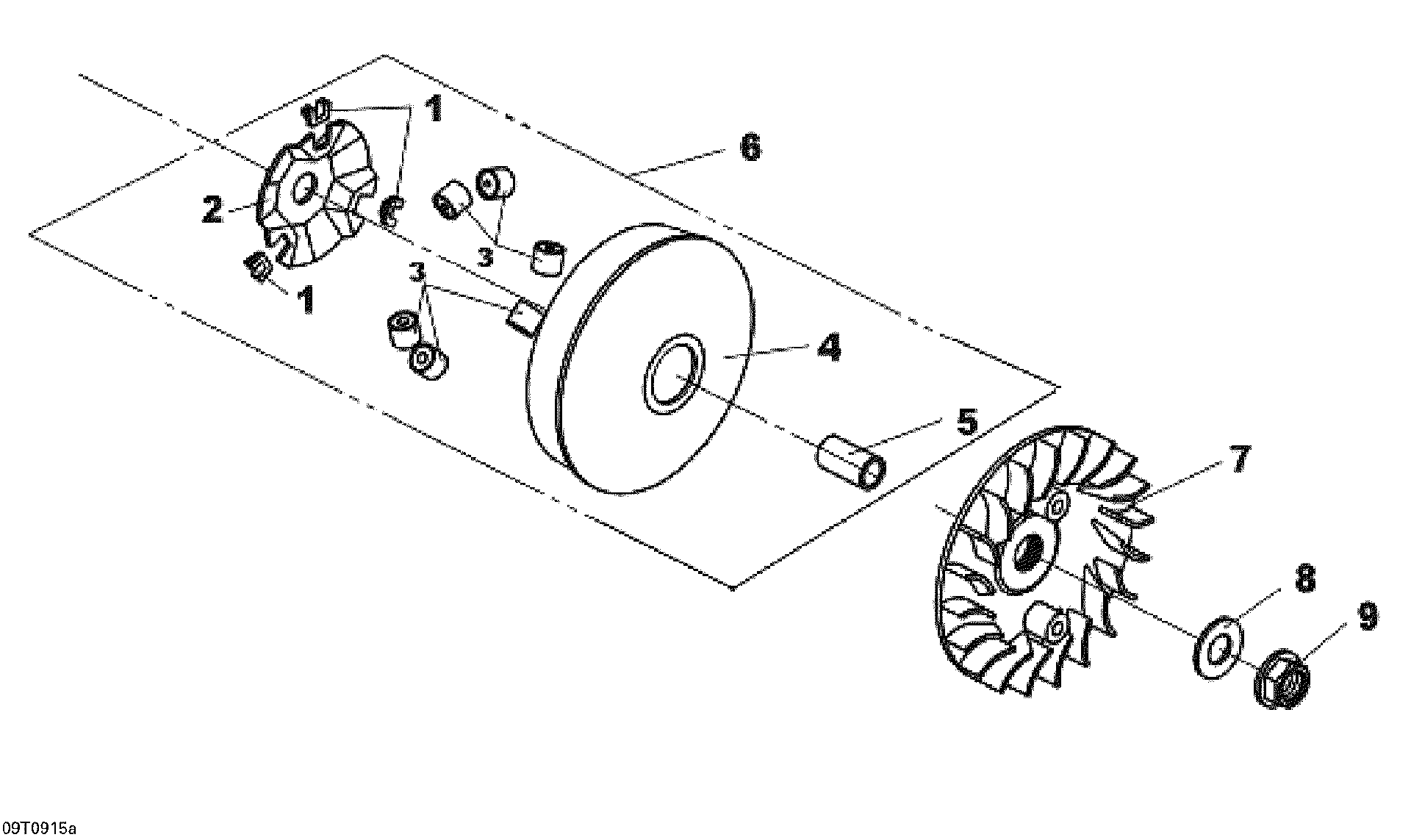 An Image of a Genuine Can-Am Parts Schematic Diagram showing the schematic - DRIVE PULLEY