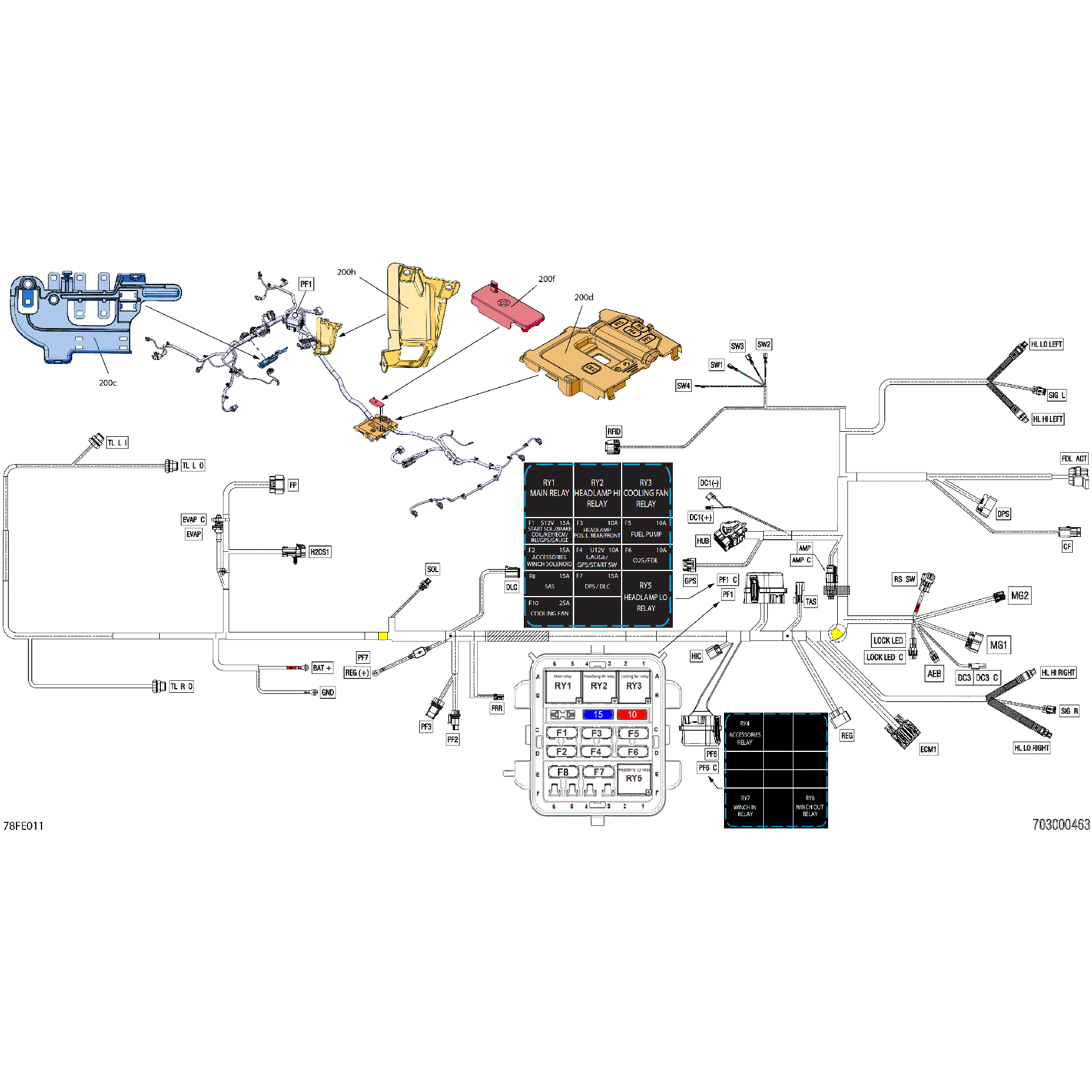 An Image of a Genuine Can-Am Parts Schematic Diagram showing the schematic - ELECTRIC - MAIN HARNESS - 710009381