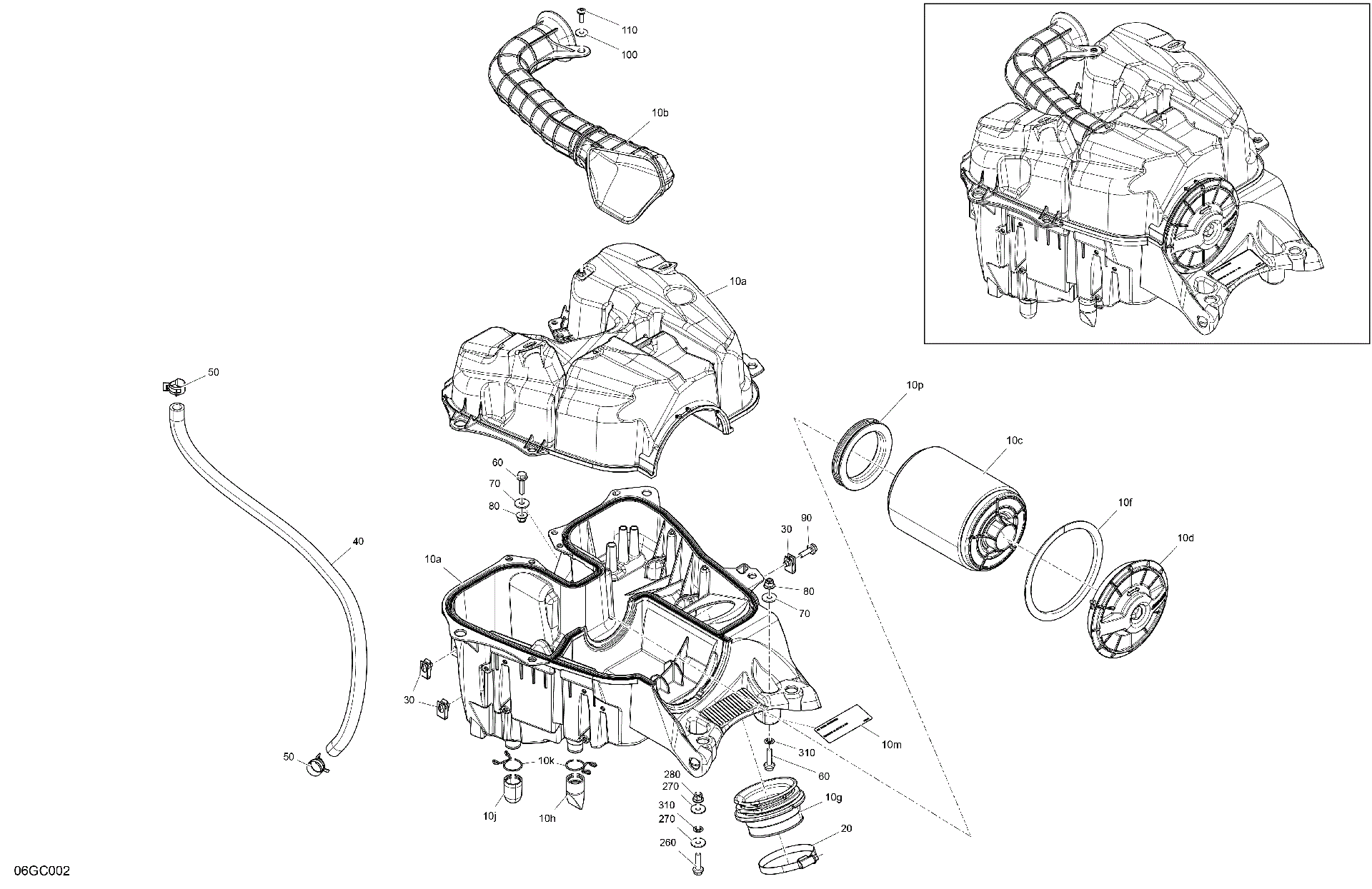 An Image of a Genuine Can-Am Parts Schematic Diagram showing the schematic - ENGINE - AIR INTAKE