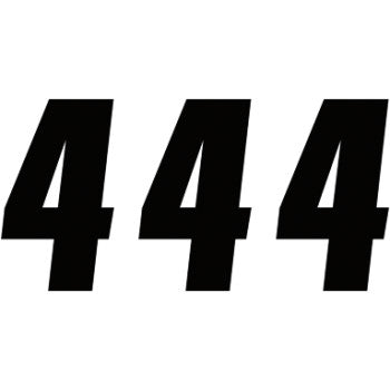 The FX Factory Number 4 Black 7" by Factory Effex features bold, slanted black "4" on a white background, made of high-gloss vinyl with strong adhesive for lasting durability.