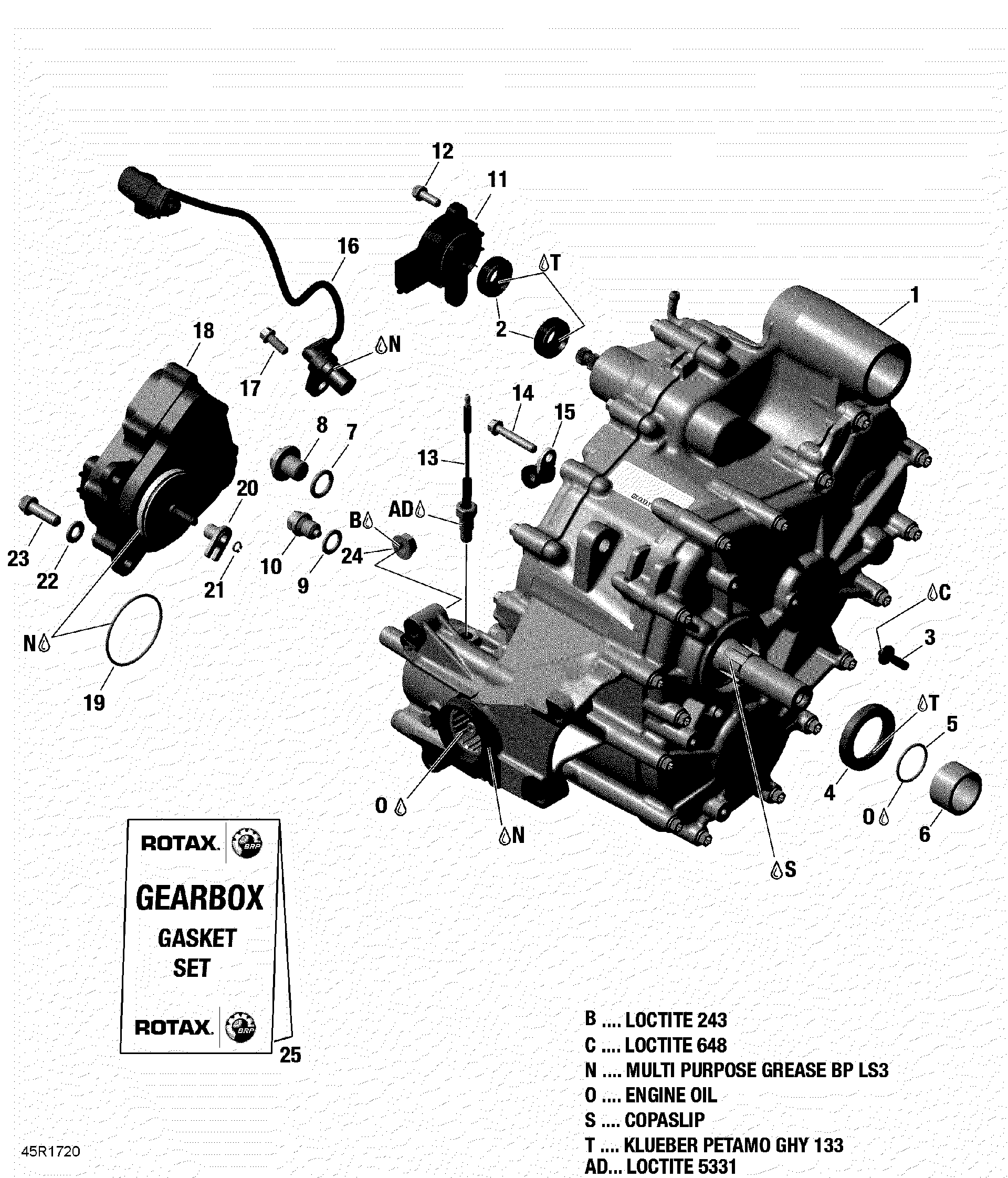 An Image of a Genuine Can-Am Parts Schematic Diagram showing the schematic - GEAR BOX ASSY - RENEGADE STD-X XC 1000R EFI