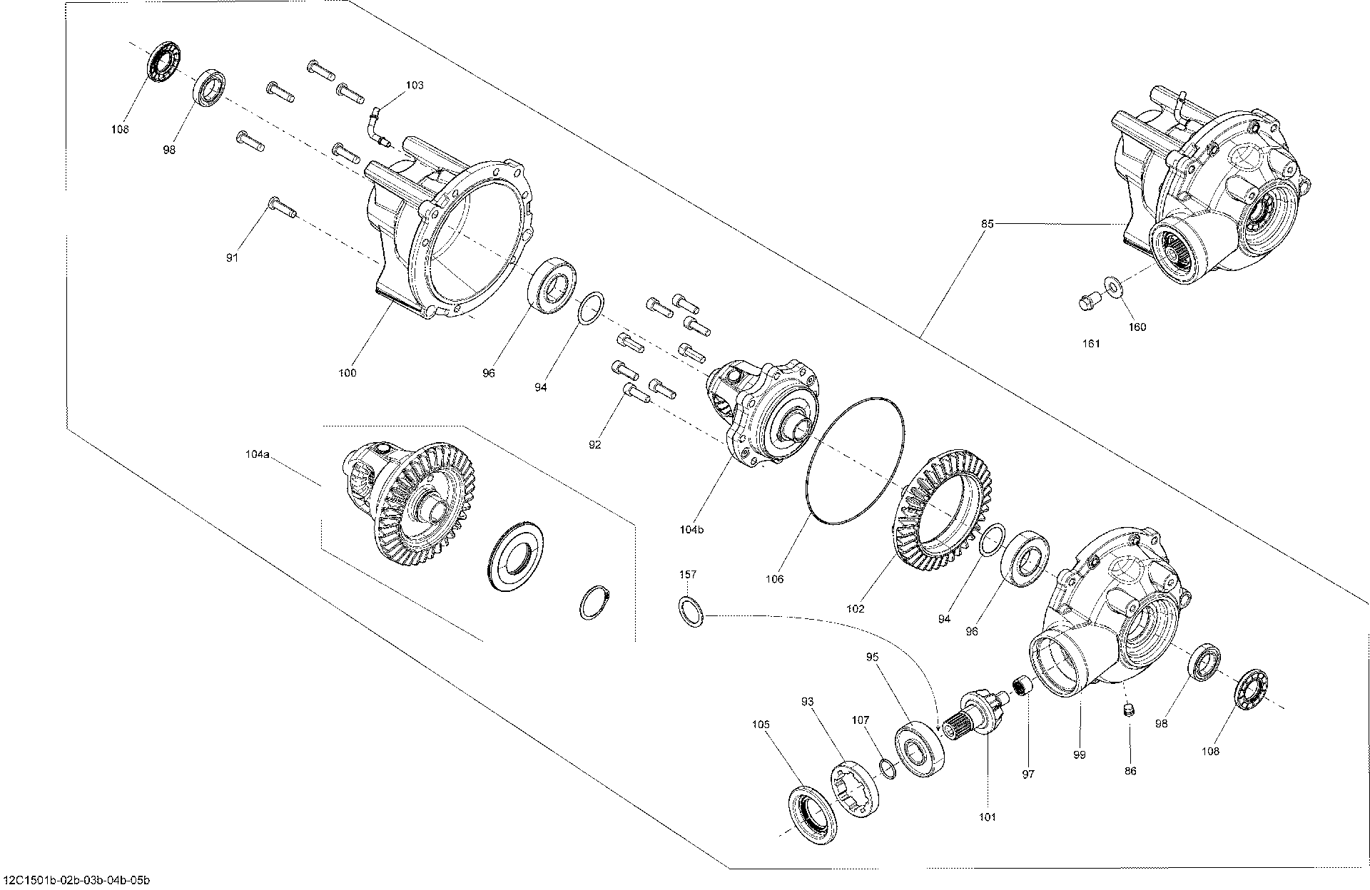 An Image of a Genuine Can-Am Parts Schematic Diagram showing the schematic - DRIVE SYSTEM FRONT _DIFFERENTIAL_12C1505B