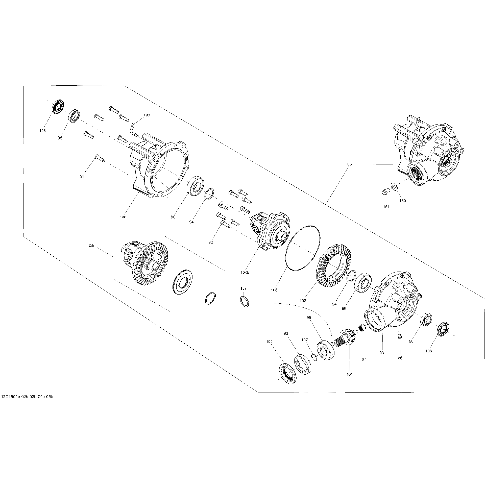 An Image of a Genuine Can-Am Parts Schematic Diagram showing the schematic - DRIVE SYSTEM FRONT _DIFFERENTIAL_12C1502B