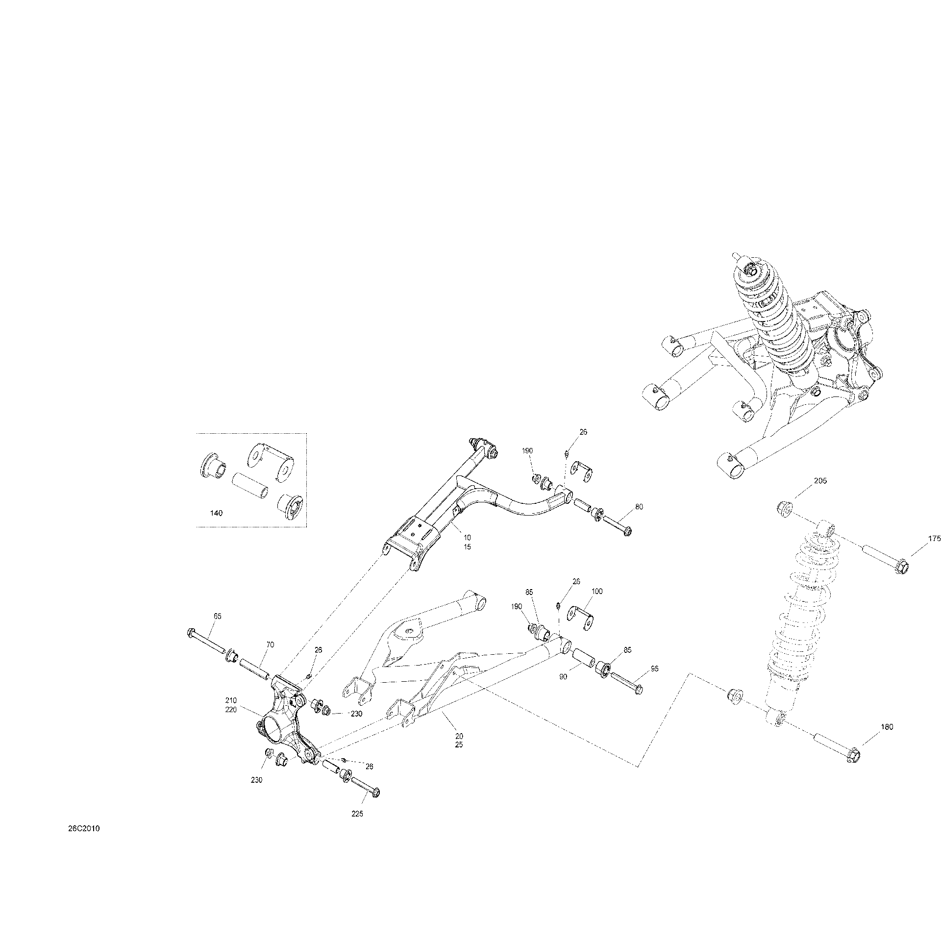 An Image of a Genuine Can-Am Parts Schematic Diagram showing the schematic - SUSPENSION REAR