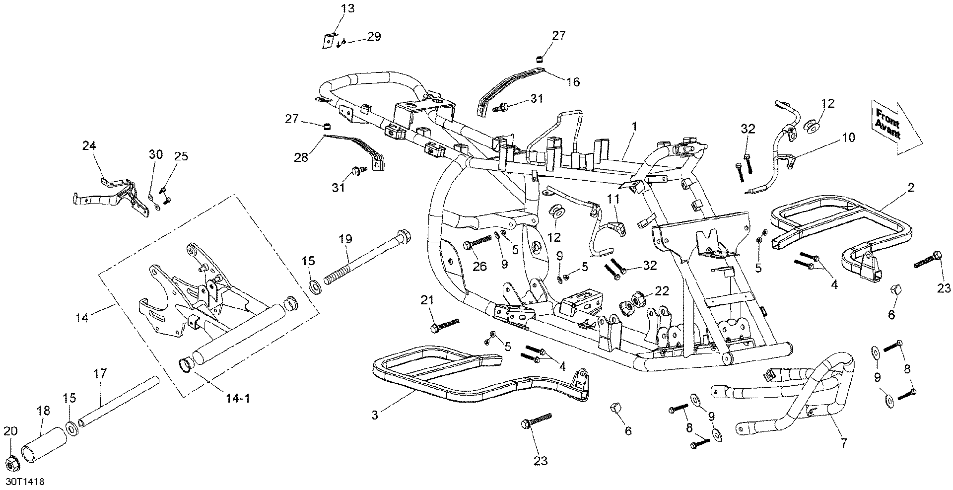 An Image of a Genuine Can-Am Parts Schematic Diagram showing the schematic - FRAME