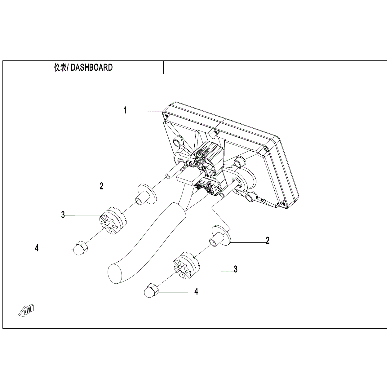 An Image of a Genuine CFMOTO Parts Schematic Diagram showing the schematic - DASHBOARD - 2025 CFMOTO ZFORCE 950