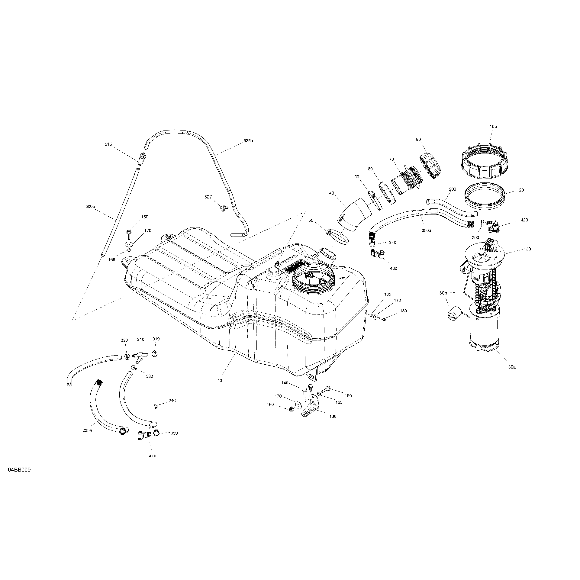 An Image of a Genuine Can-Am Parts Schematic Diagram showing the schematic - ENGINE - FUEL - NO EVAP