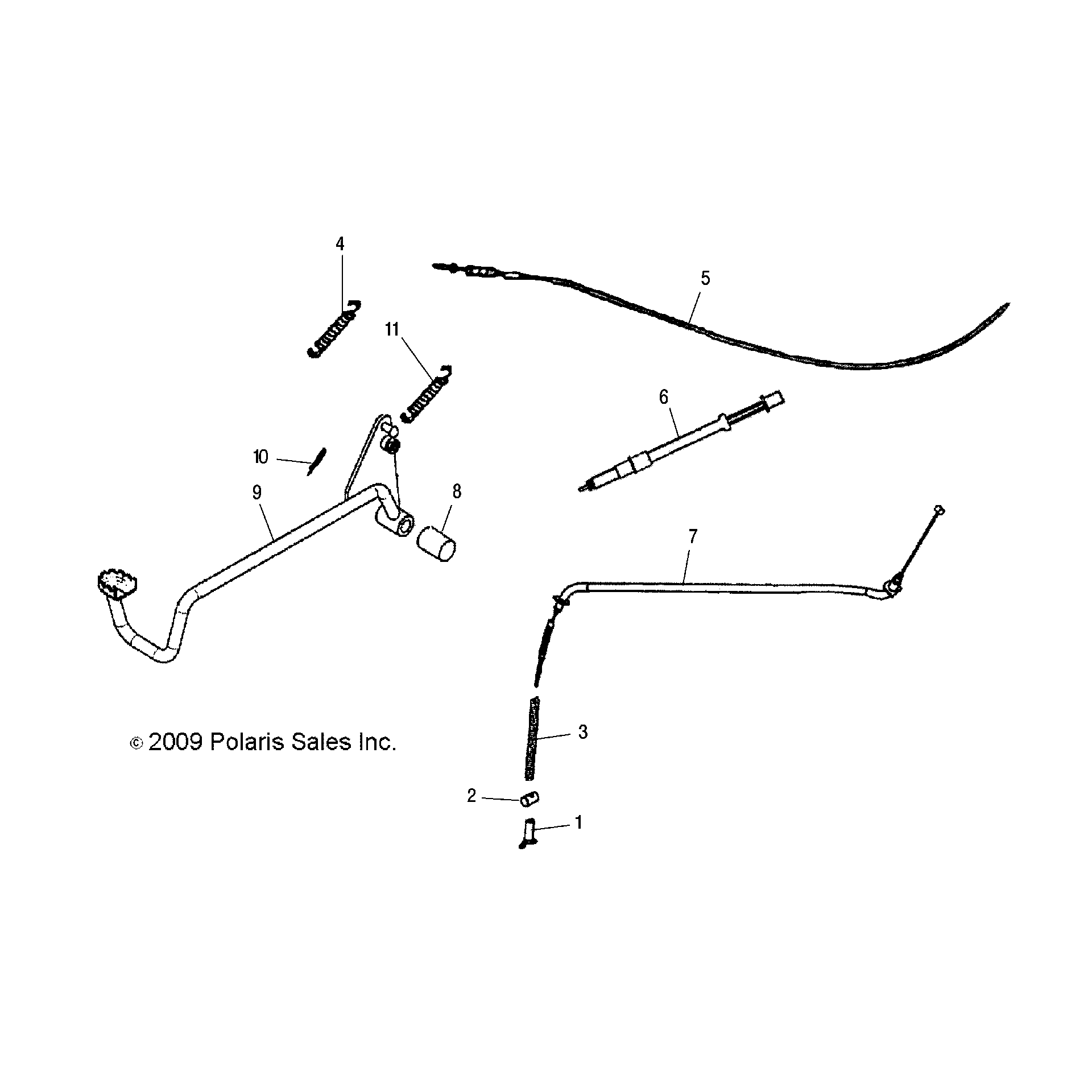 An Image of a Genuine Polaris Parts Schematic Diagram showing the schematic - BRAKES: REAR - 2015 POLARIS PHOENIX 200