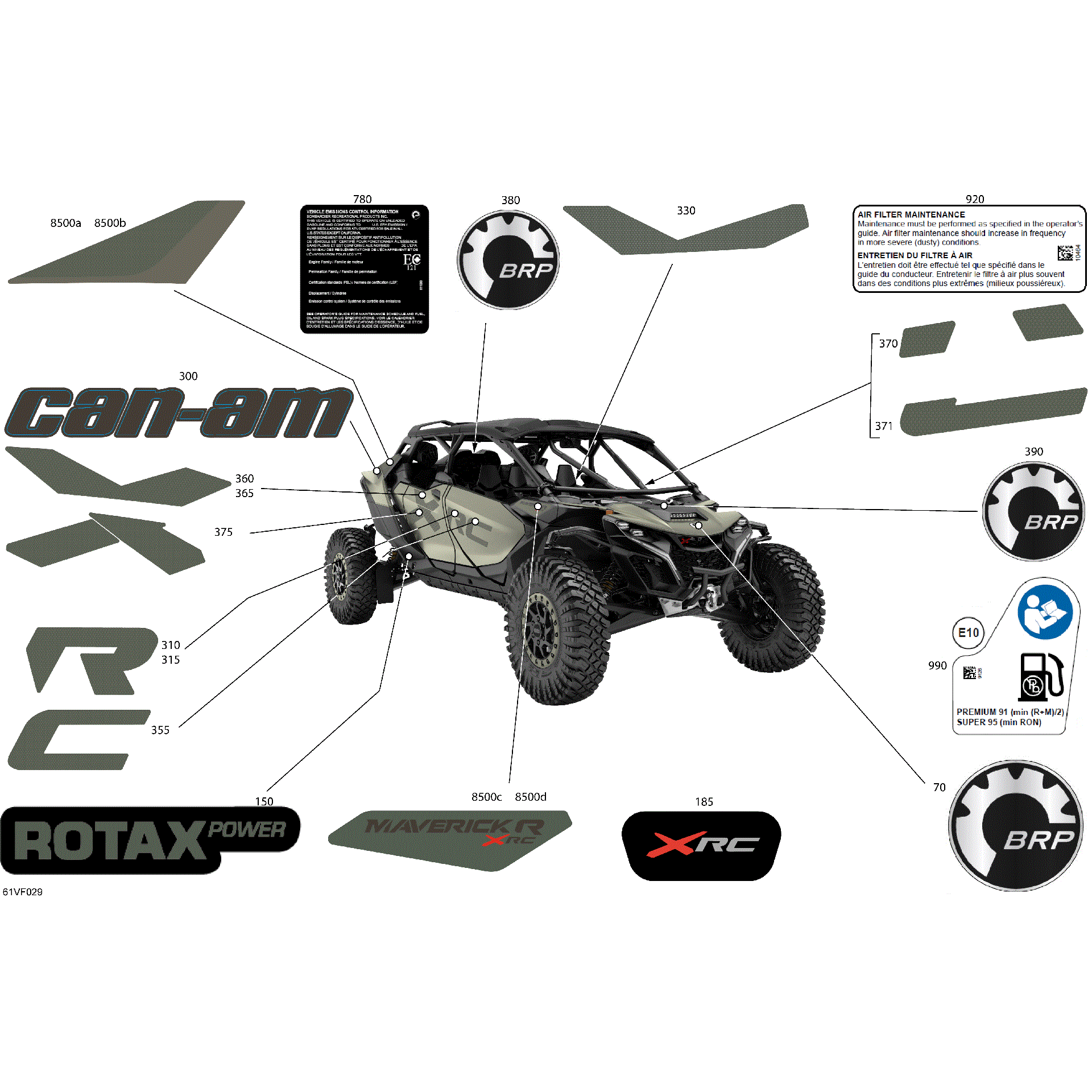 An Image of a Genuine Can-Am Parts Schematic Diagram showing the schematic - BODY - DECALS