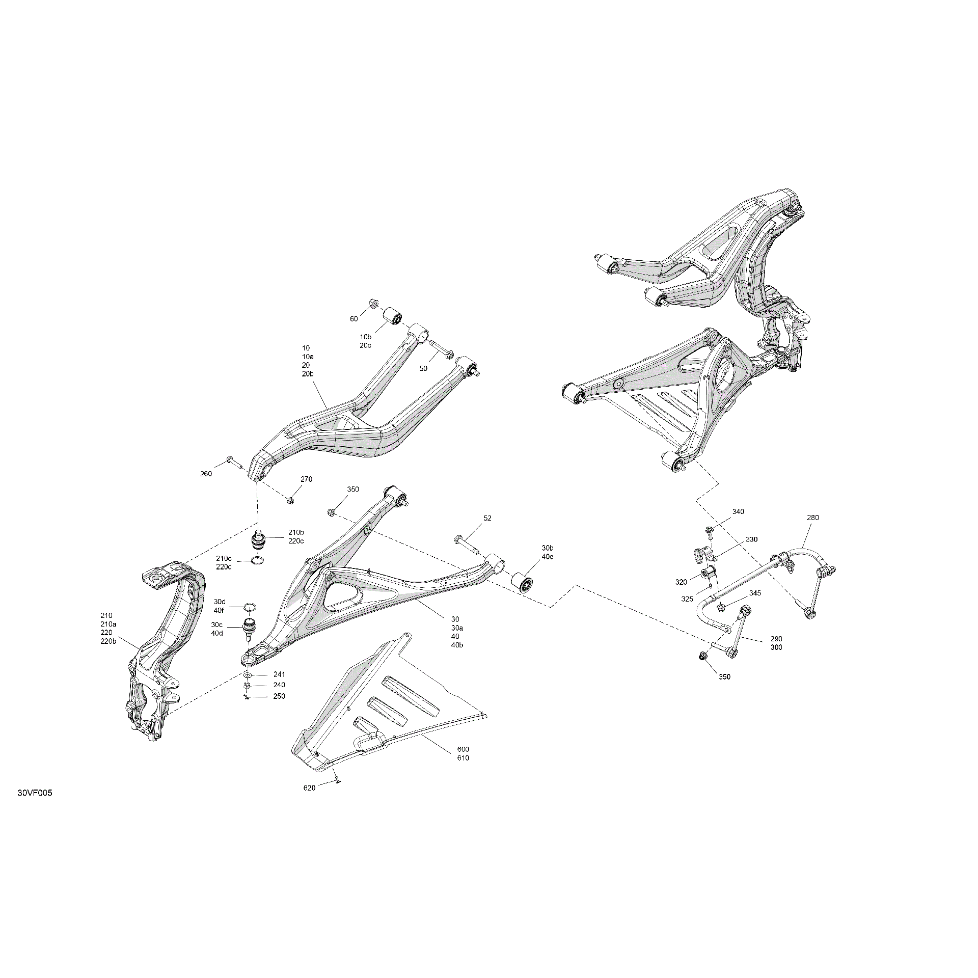 An Image of a Genuine Can-Am Parts Schematic Diagram showing the schematic - SUSPENSION - FRONT COMPONENTS