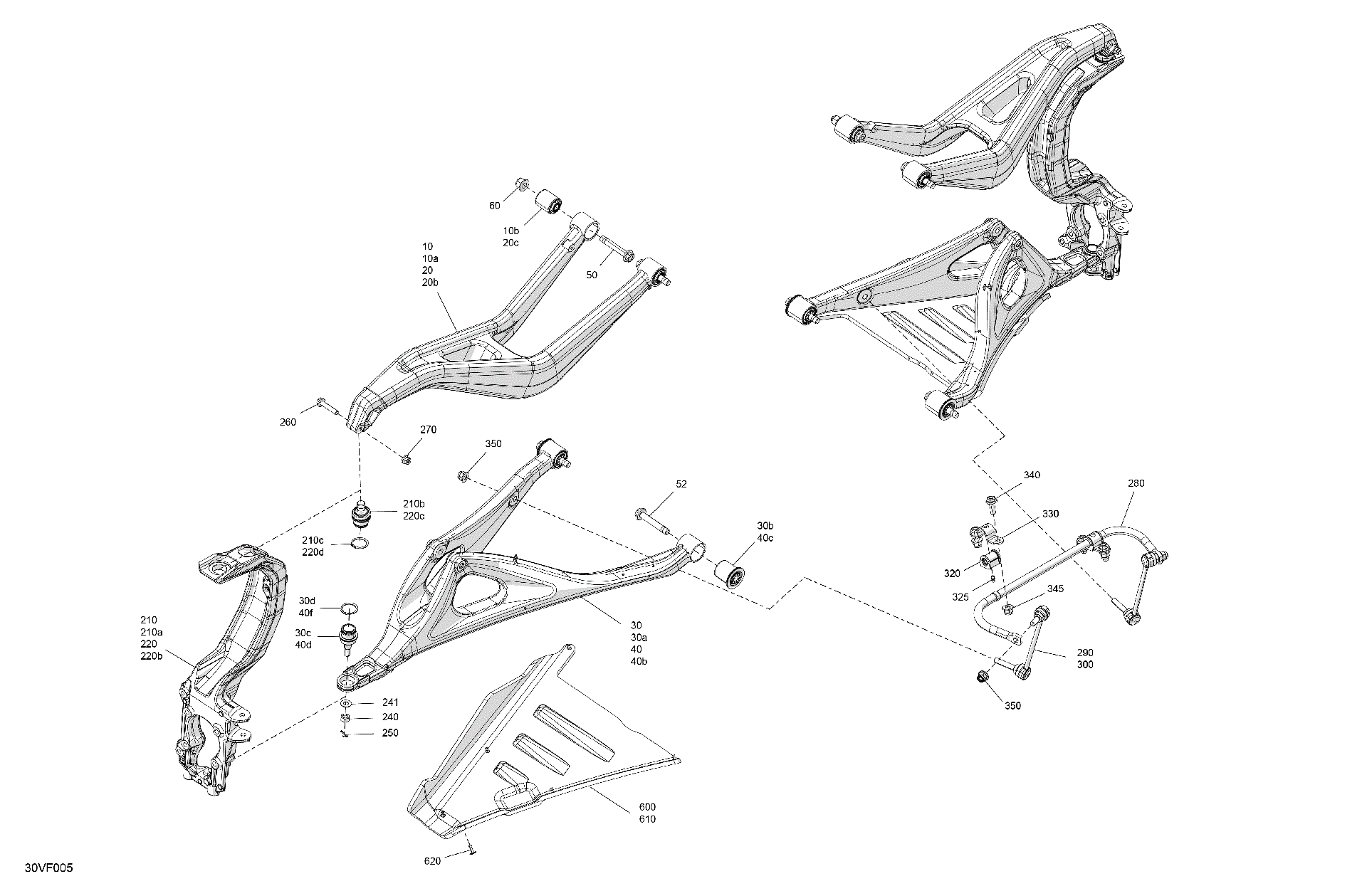 An Image of a Genuine Can-Am Parts Schematic Diagram showing the schematic - SUSPENSION - FRONT COMPONENTS