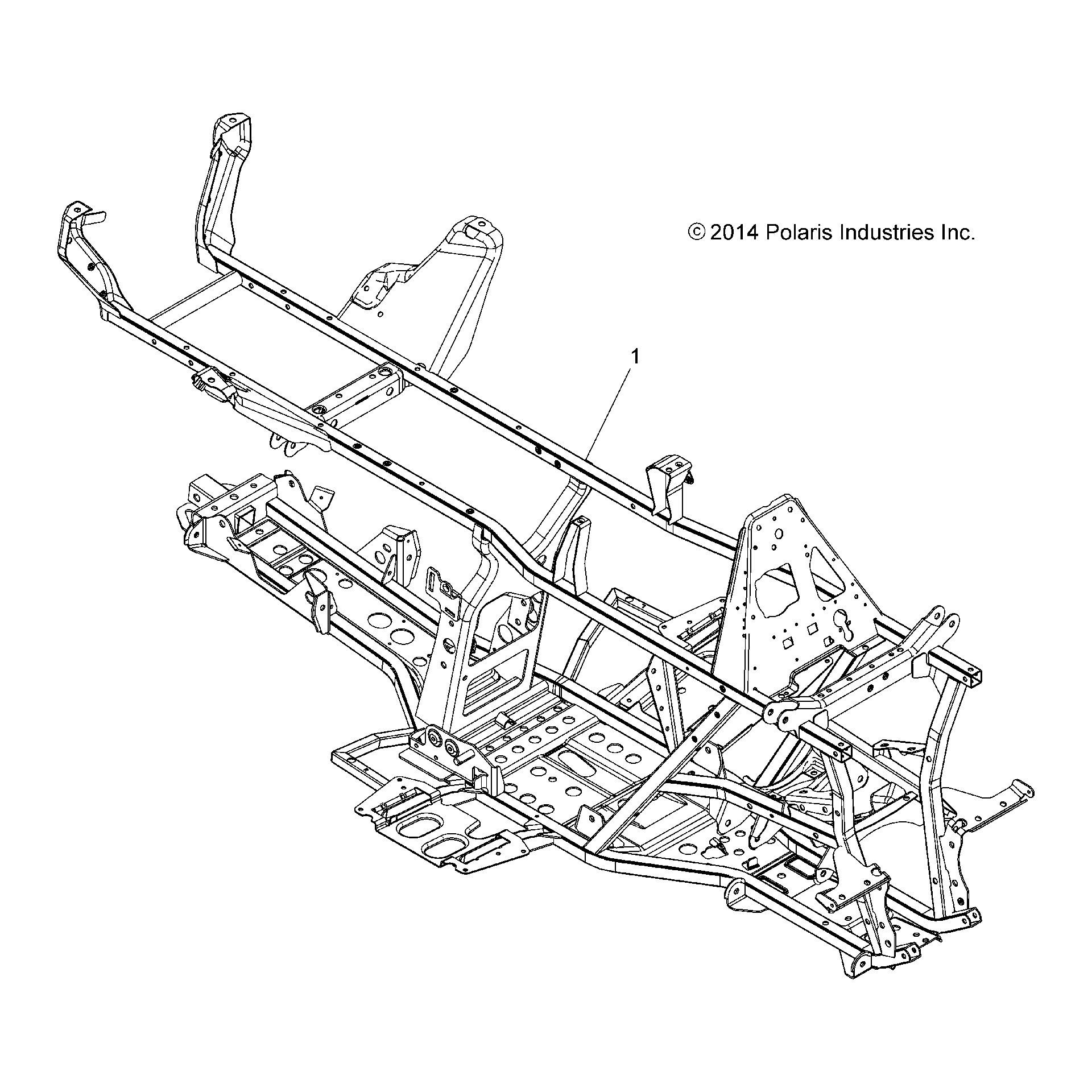 An Image of a Genuine Polaris Parts Schematic Diagram showing the schematic - CHASSIS: FRAME - 2019 POLARIS SPORTSMAN 570 SP