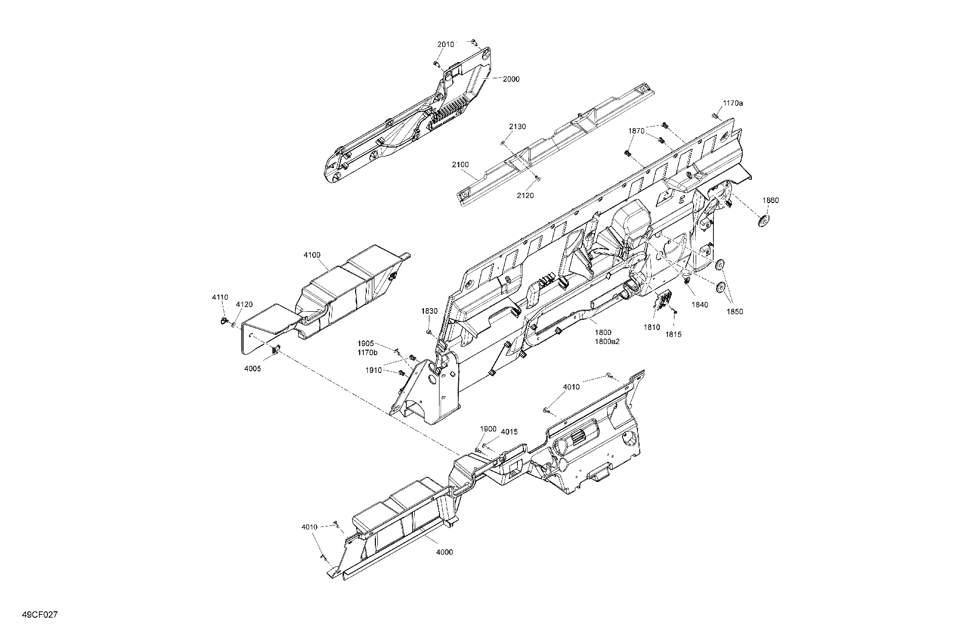 An Image of a Genuine Can-Am Parts Schematic Diagram showing the schematic - CAB INTERIOR - BACK WALL