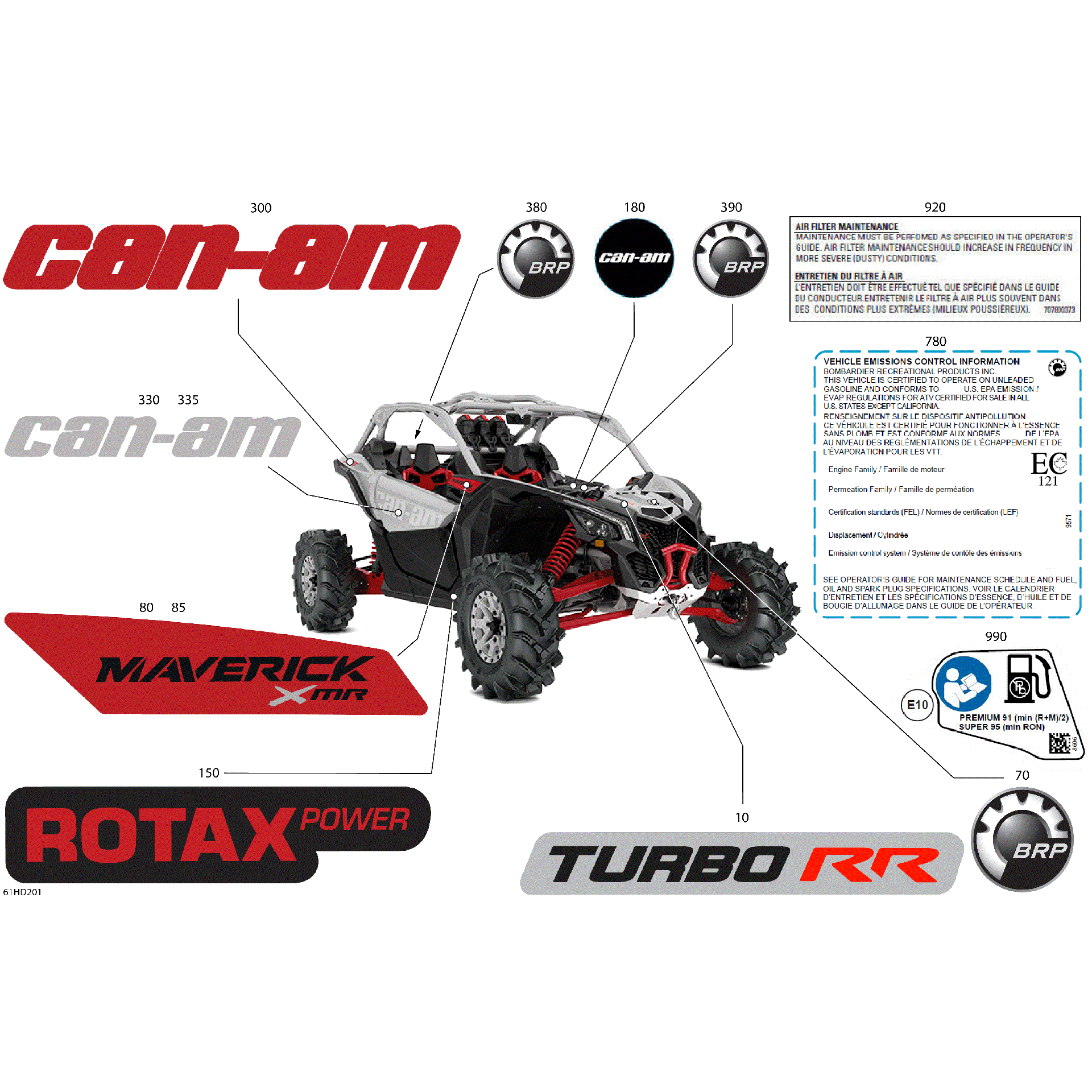 An Image of a Genuine Can-Am Parts Schematic Diagram showing the schematic - BODY - DECALS