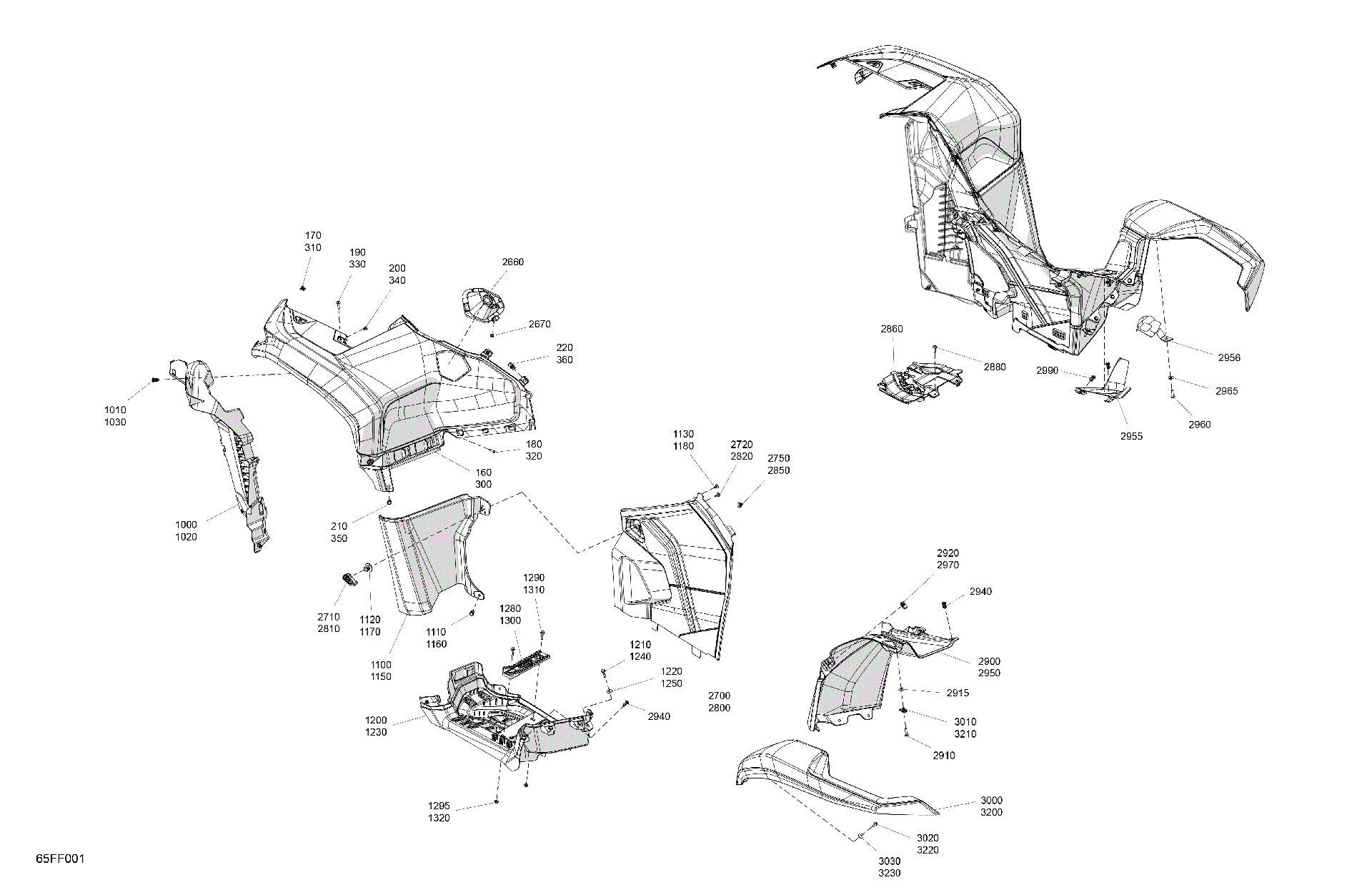 An Image of a Genuine Can-Am Parts Schematic Diagram showing the schematic - BODY - FENDER KIT