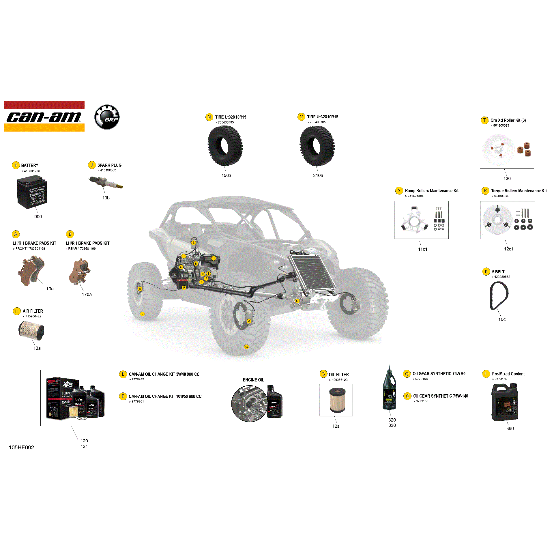 An Image of a Genuine Can-Am Parts Schematic Diagram showing the schematic - SERVICE - MAINTENANCE PARTS & FLUIDS