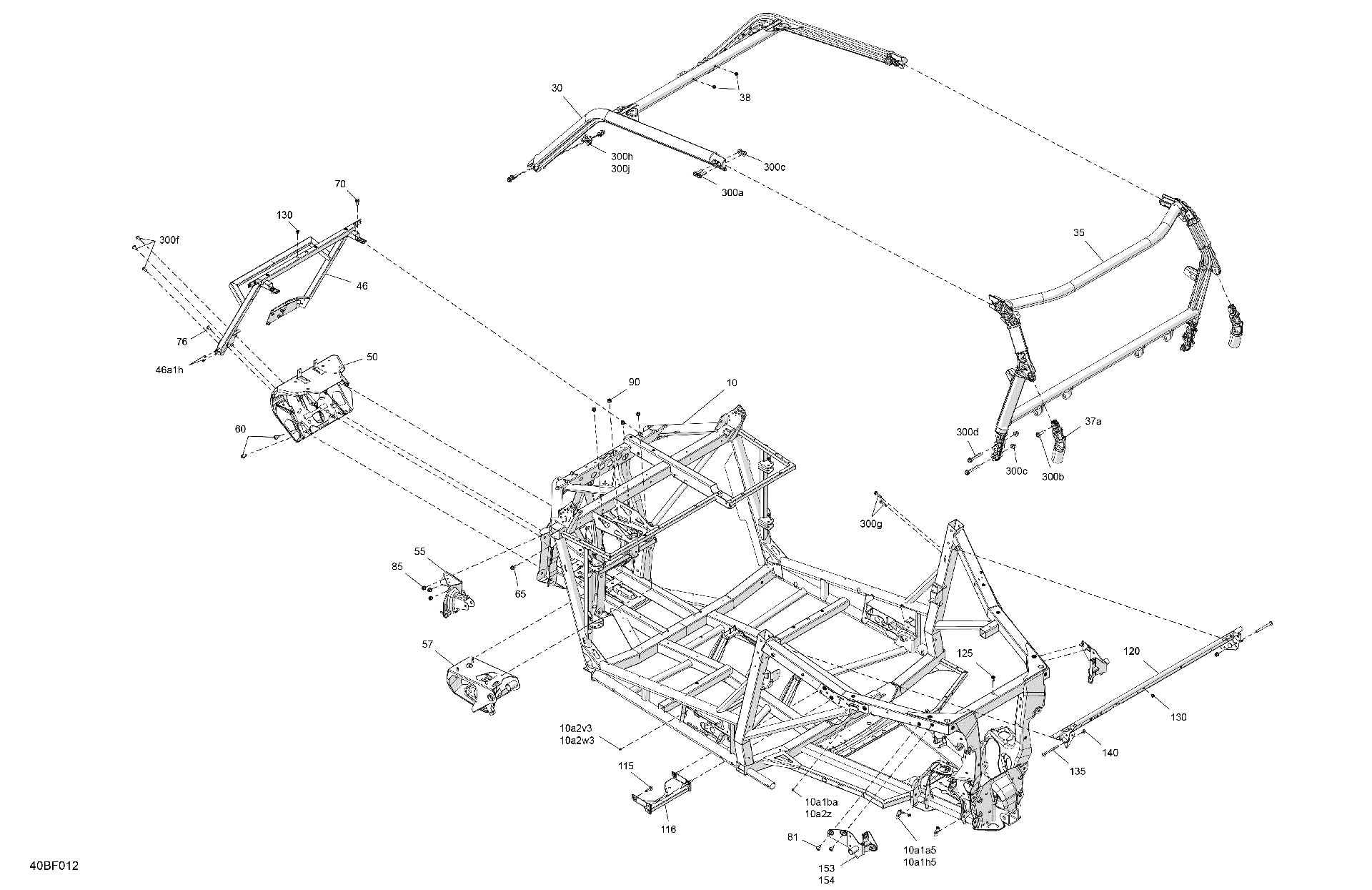 An Image of a Genuine Can-Am Parts Schematic Diagram showing the schematic - FRAME - SYSTEM