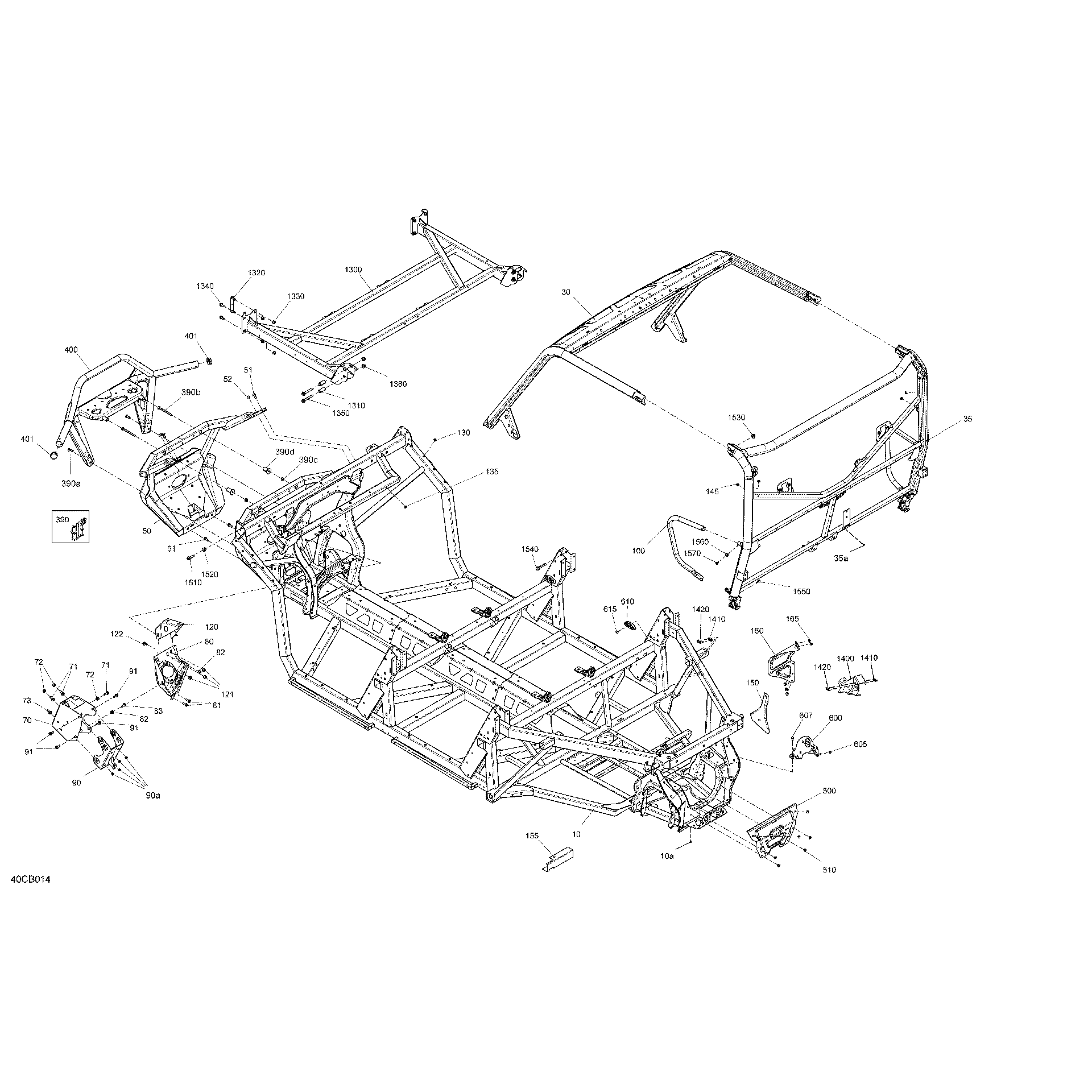 An Image of a Genuine Can-Am Parts Schematic Diagram showing the schematic - FRAME - SYSTEM