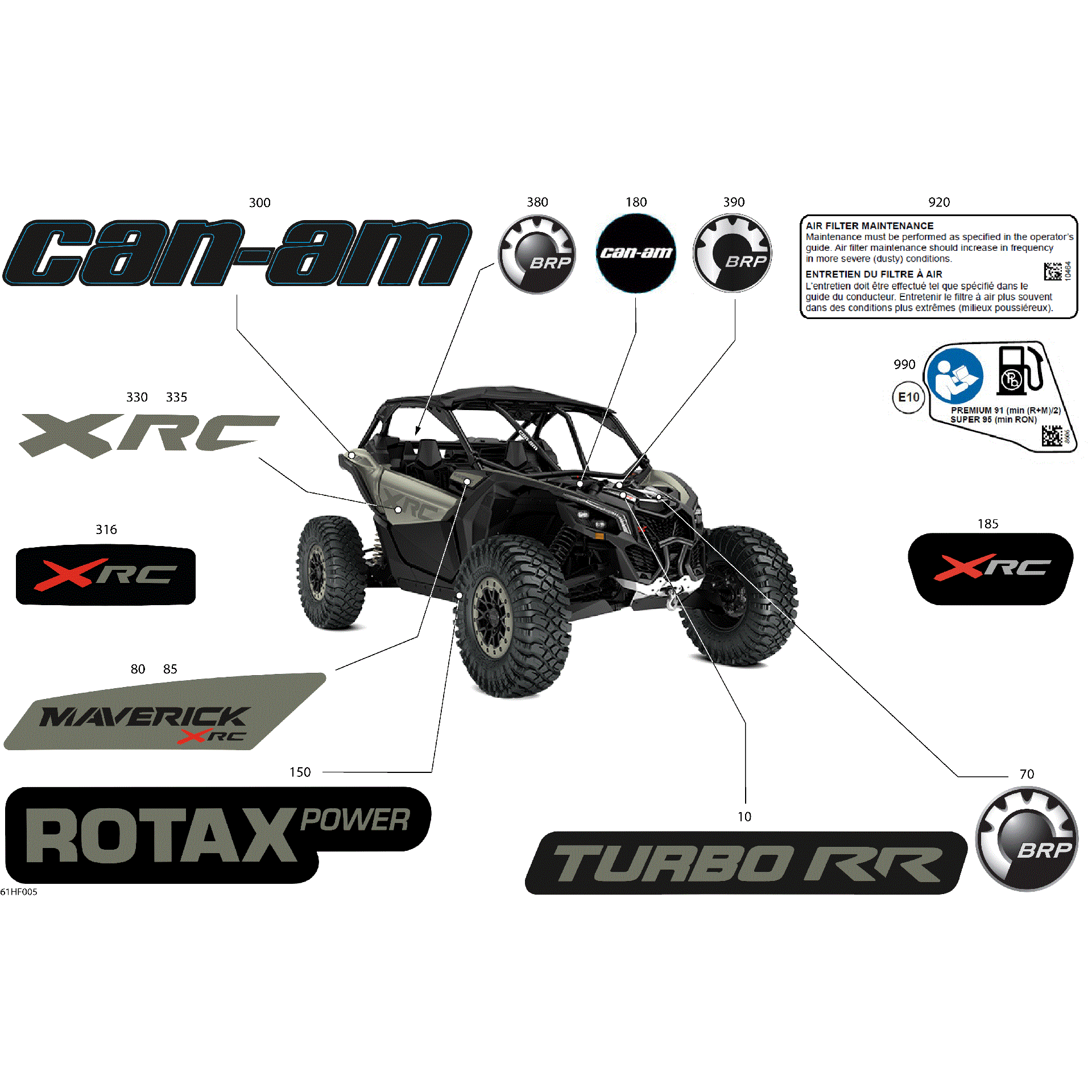An Image of a Genuine Can-Am Parts Schematic Diagram showing the schematic - BODY - DECALS