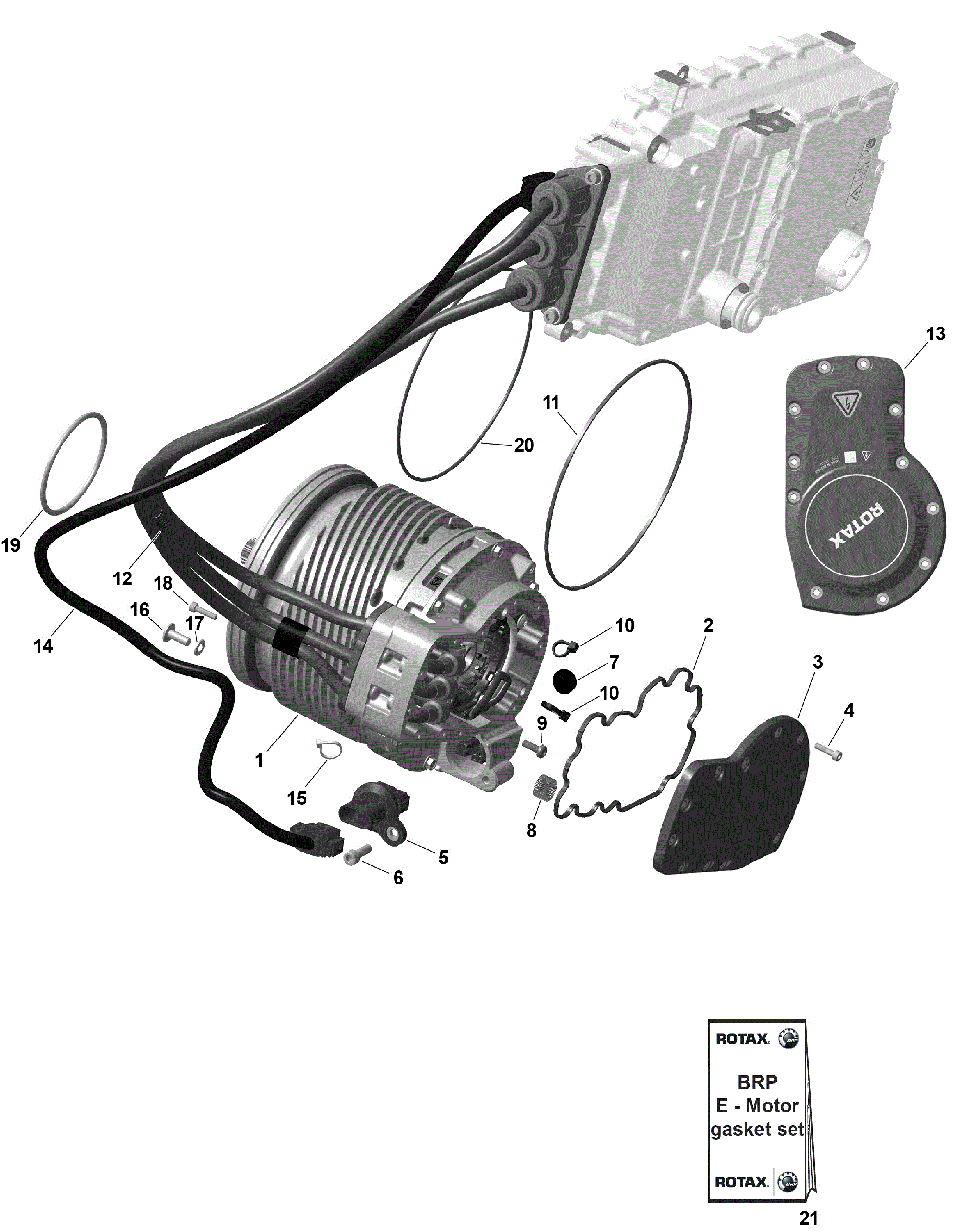 An Image of a Genuine Can-Am Parts Schematic Diagram showing the schematic - ROTAX - E-MOTOR