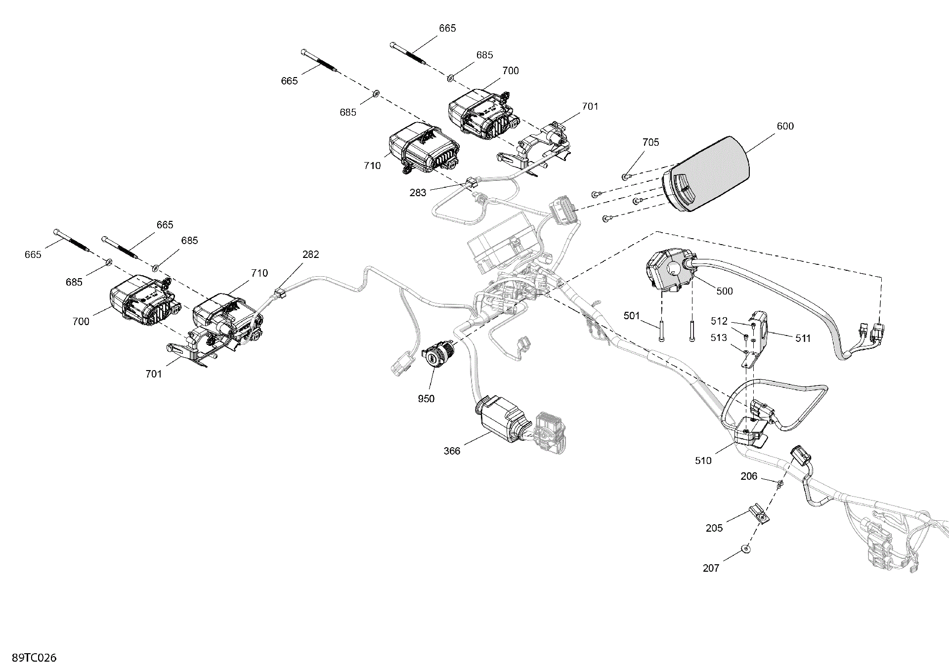 An Image of a Genuine Can-Am Parts Schematic Diagram showing the schematic - ELECTRIC - FRONT SECTION