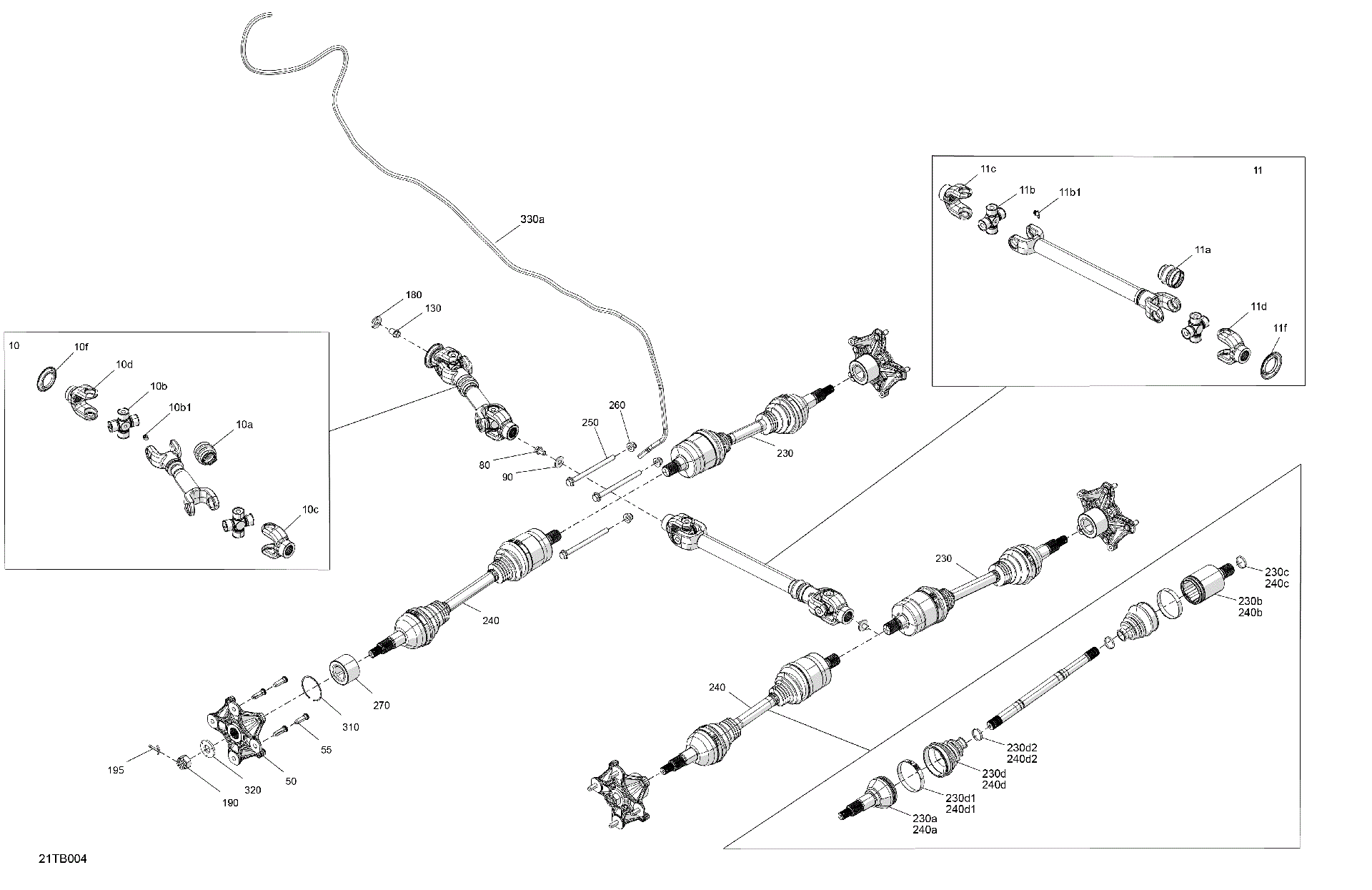 An Image of a Genuine Can-Am Parts Schematic Diagram showing the schematic - DRIVE - REAR - COMMON PARTS