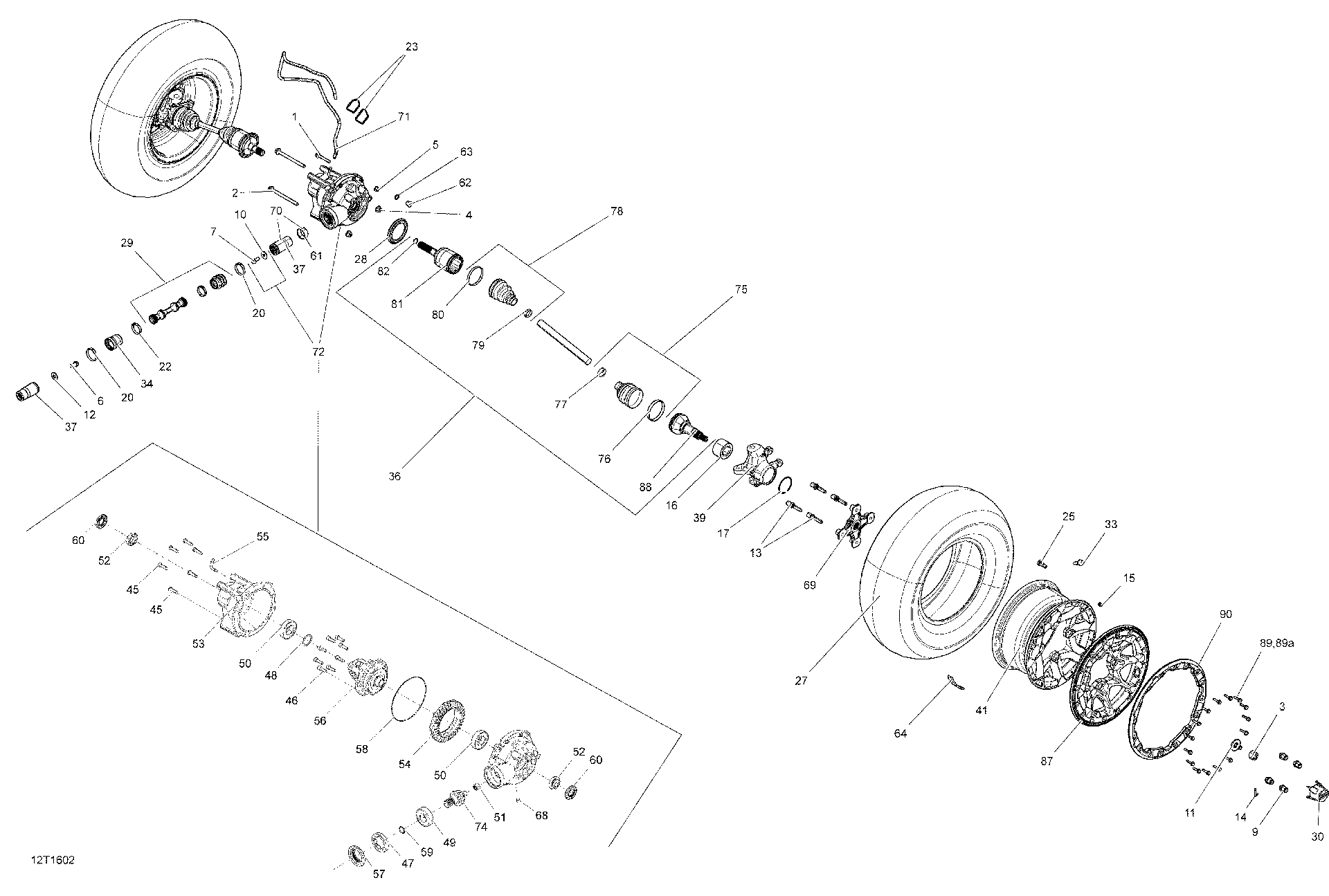 An Image of a Genuine Can-Am Parts Schematic Diagram showing the schematic - DRIVE SYSTEM FRONT - ALL MODELS