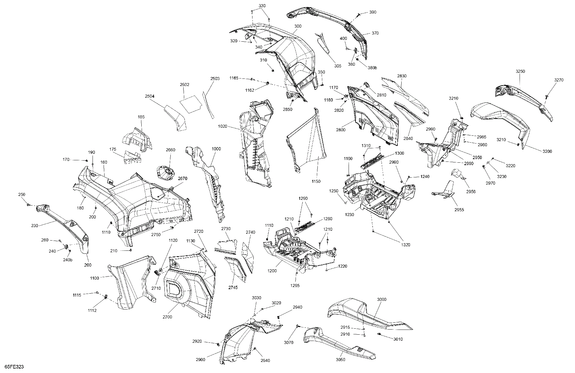 An Image of a Genuine Can-Am Parts Schematic Diagram showing the schematic - BODY - FENDER KIT