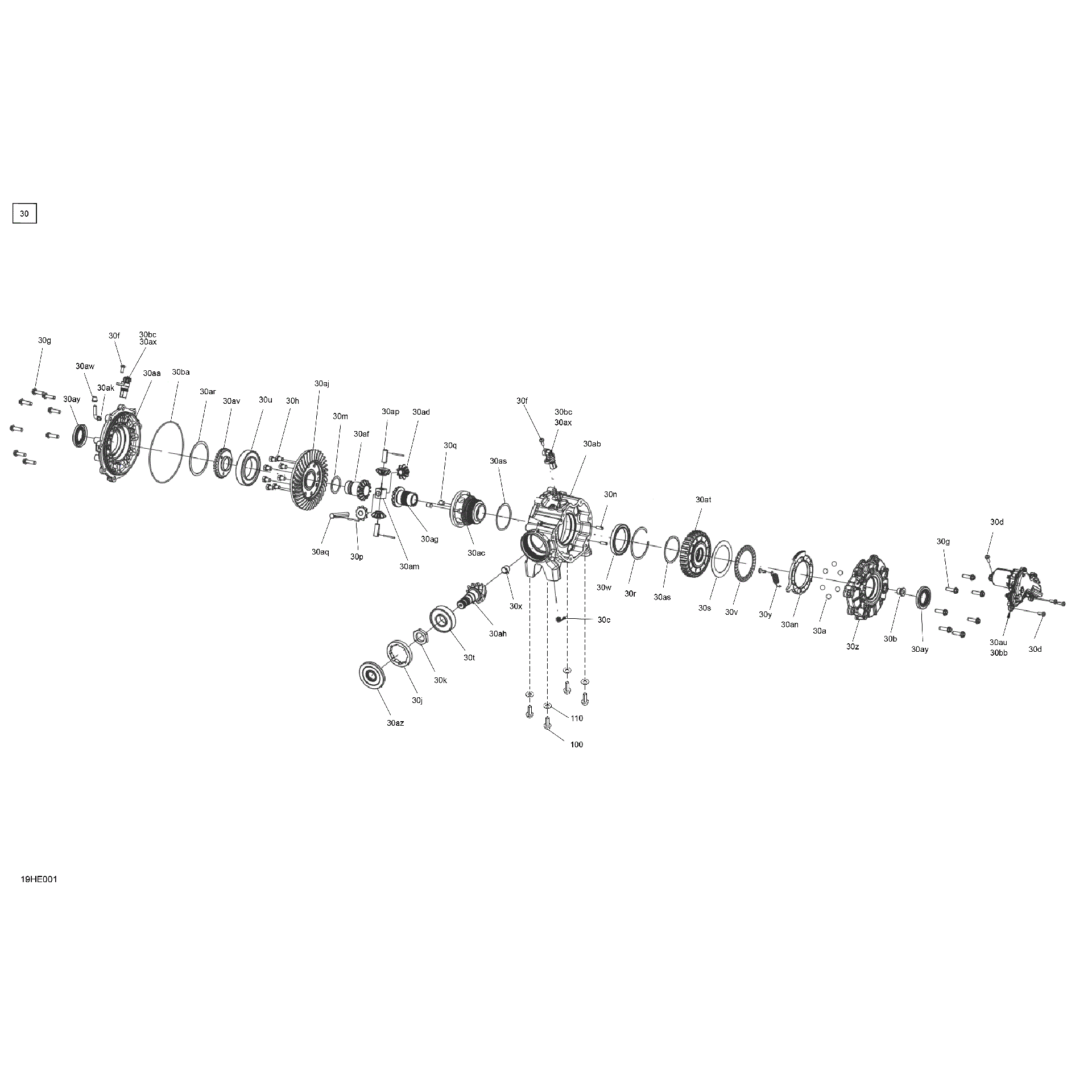 An Image of a Genuine Can-Am Parts Schematic Diagram showing the schematic - DRIVE - FRONT - DIFFERENTIAL PARTS