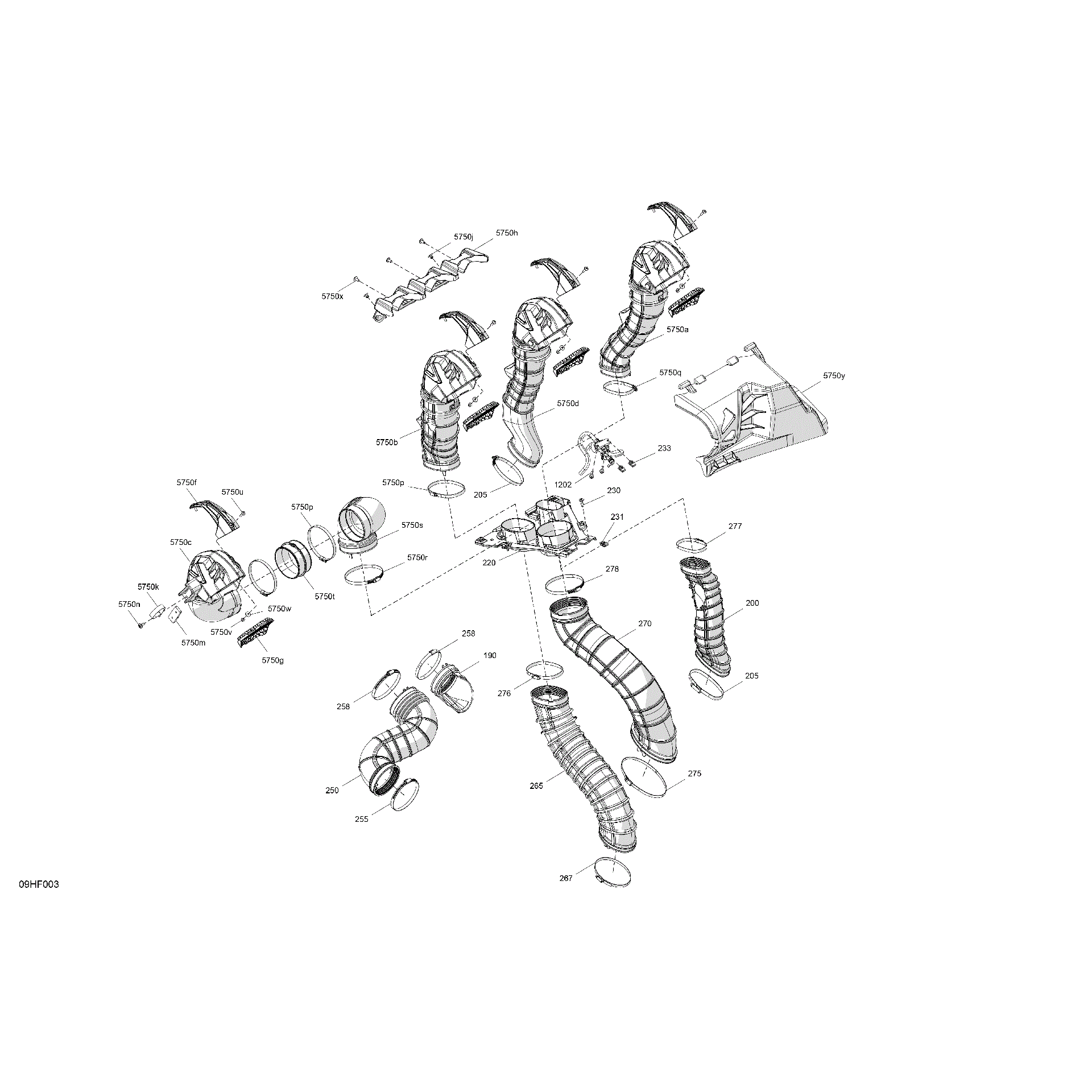 An Image of a Genuine Can-Am Parts Schematic Diagram showing the schematic - ENGINE - AIR DUCT