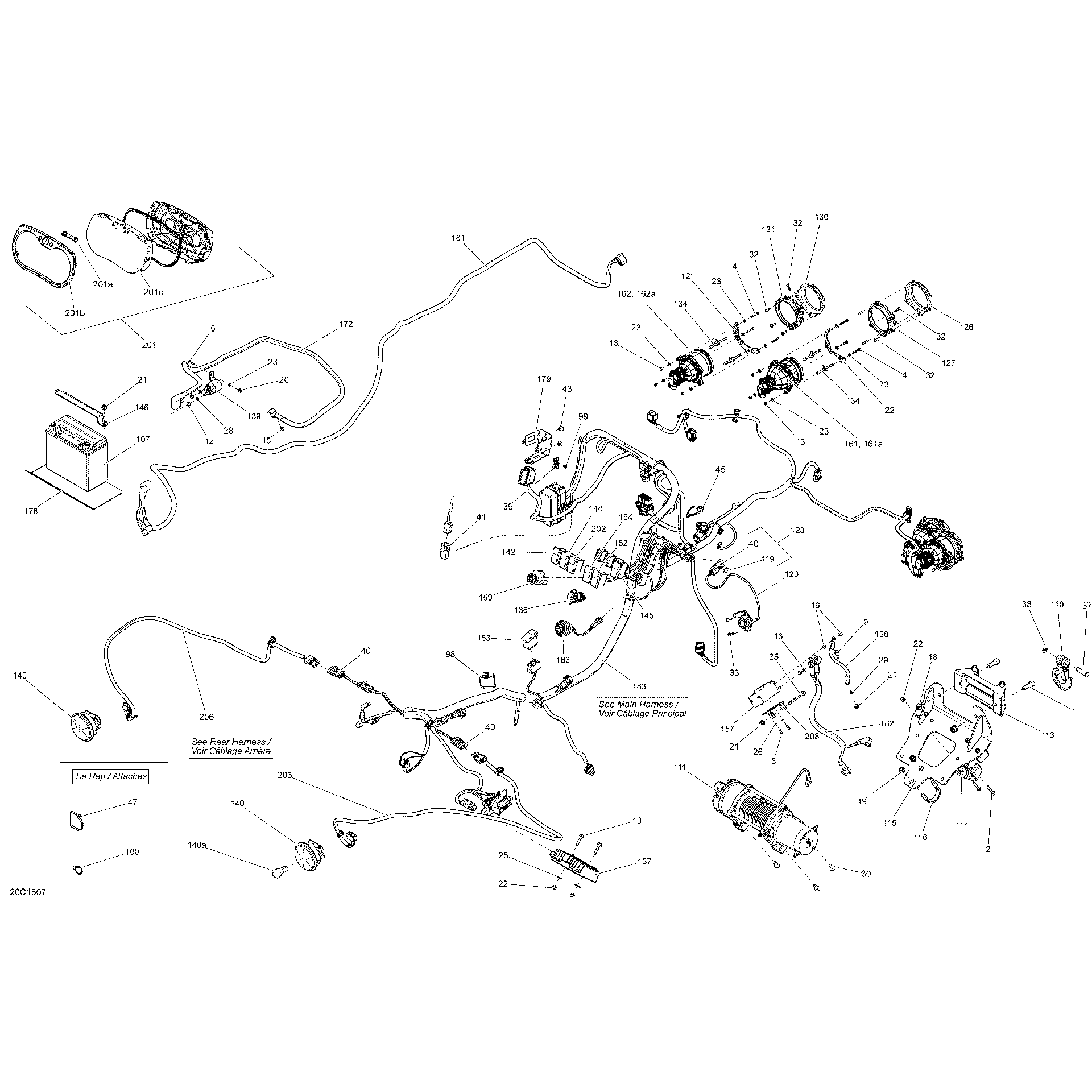 An Image of a Genuine Can-Am Parts Schematic Diagram showing the schematic - ELECTRICAL SYSTEM _20C1507