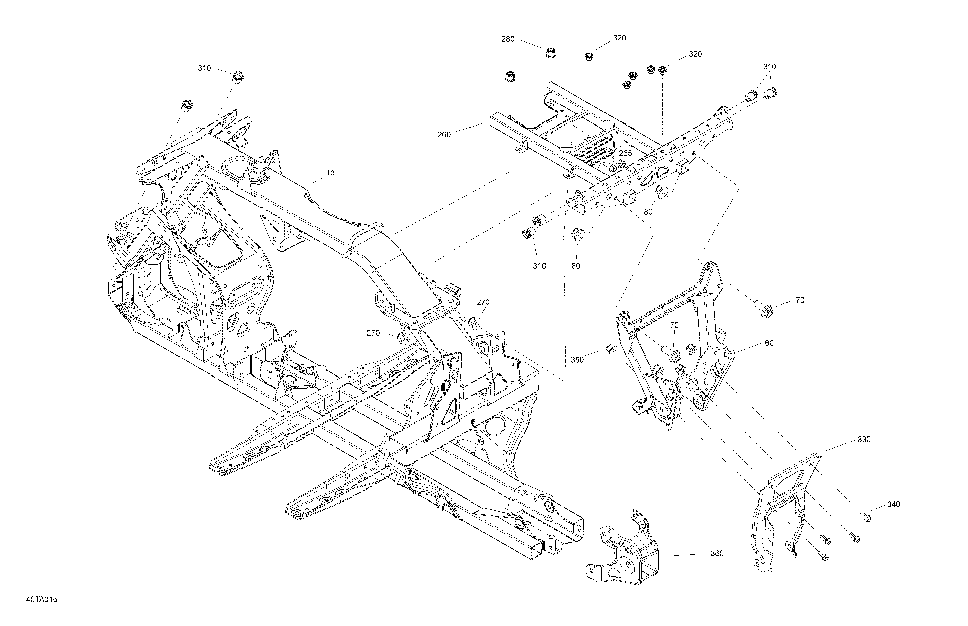 An Image of a Genuine Can-Am Parts Schematic Diagram showing the schematic - FRAME - SYSTEM