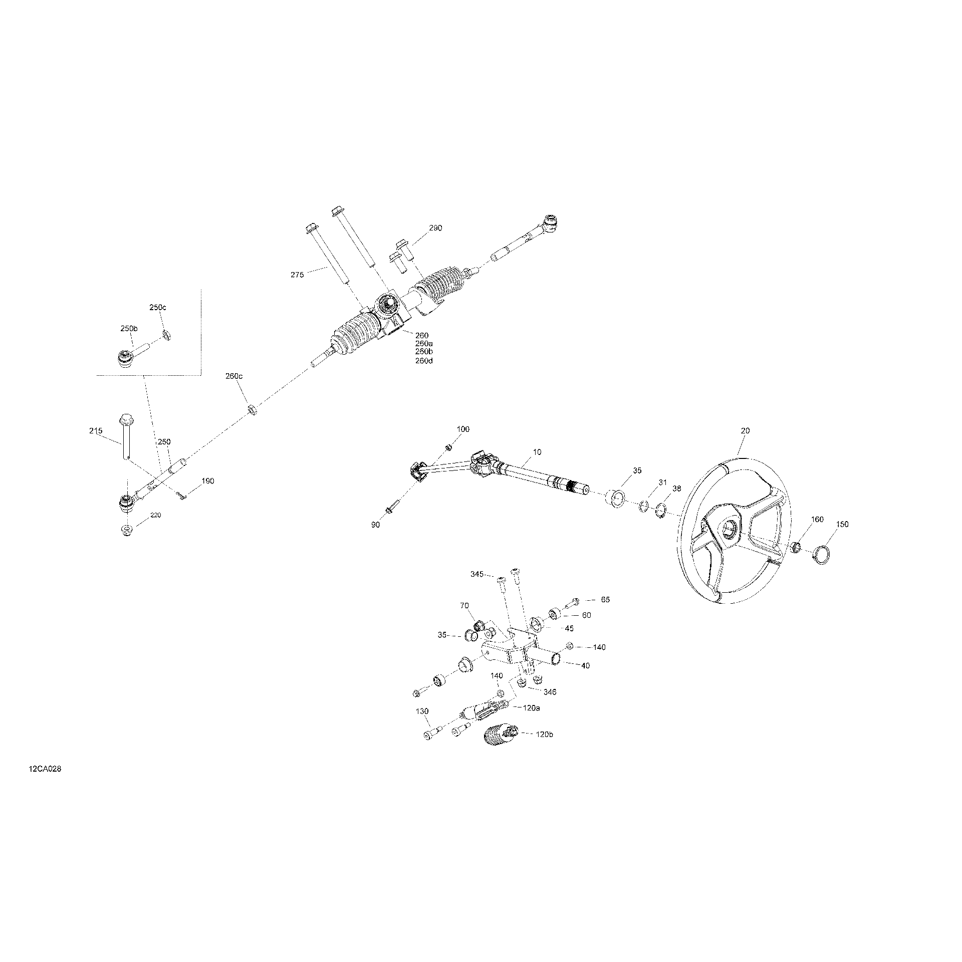 An Image of a Genuine Can-Am Parts Schematic Diagram showing the schematic - MECHANIC - STEERING