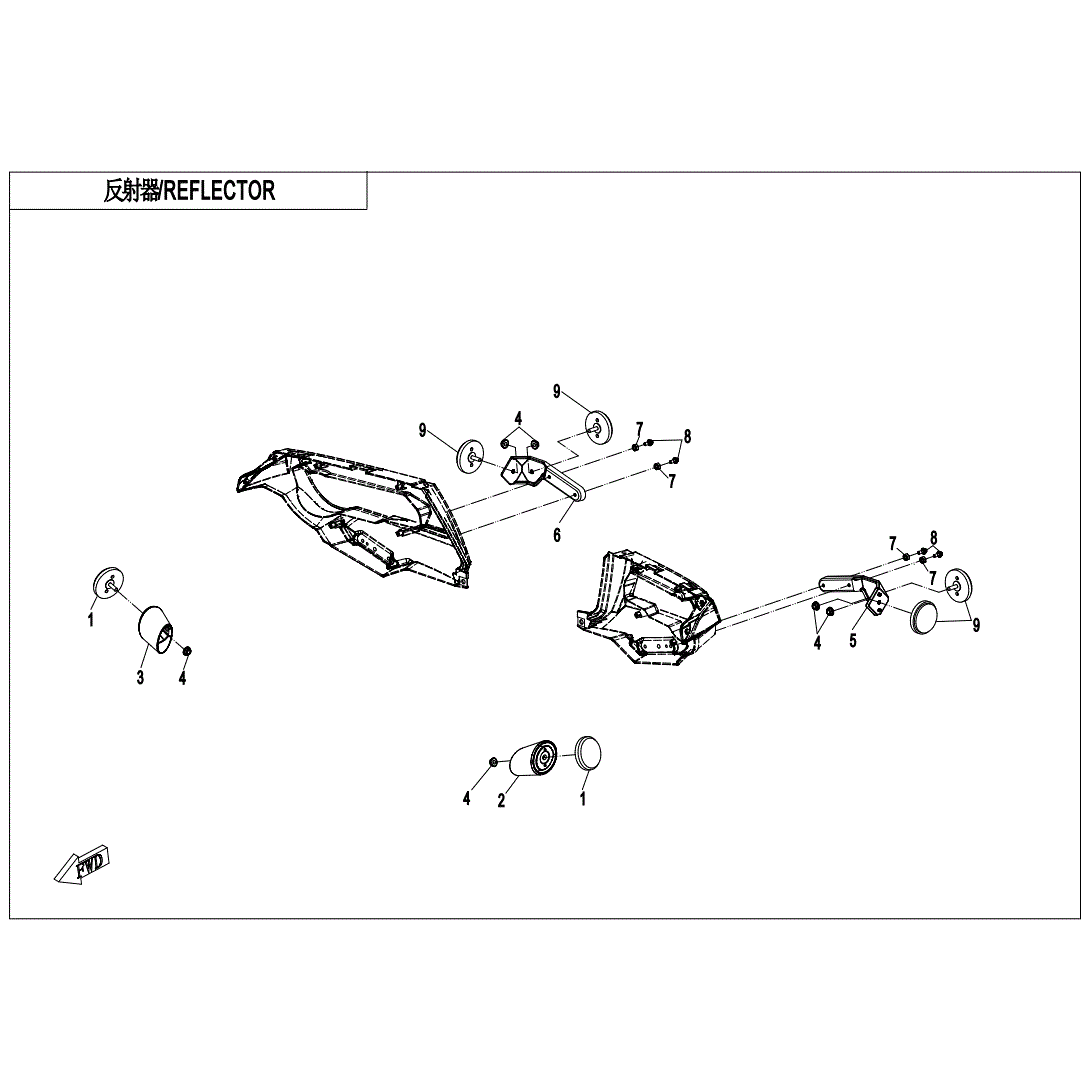 An Image of a genuine CFMOTO Parts Schematic Diagram showing the group - REFLECTOR - 2024 CFMOTO CFORCE 800 XC